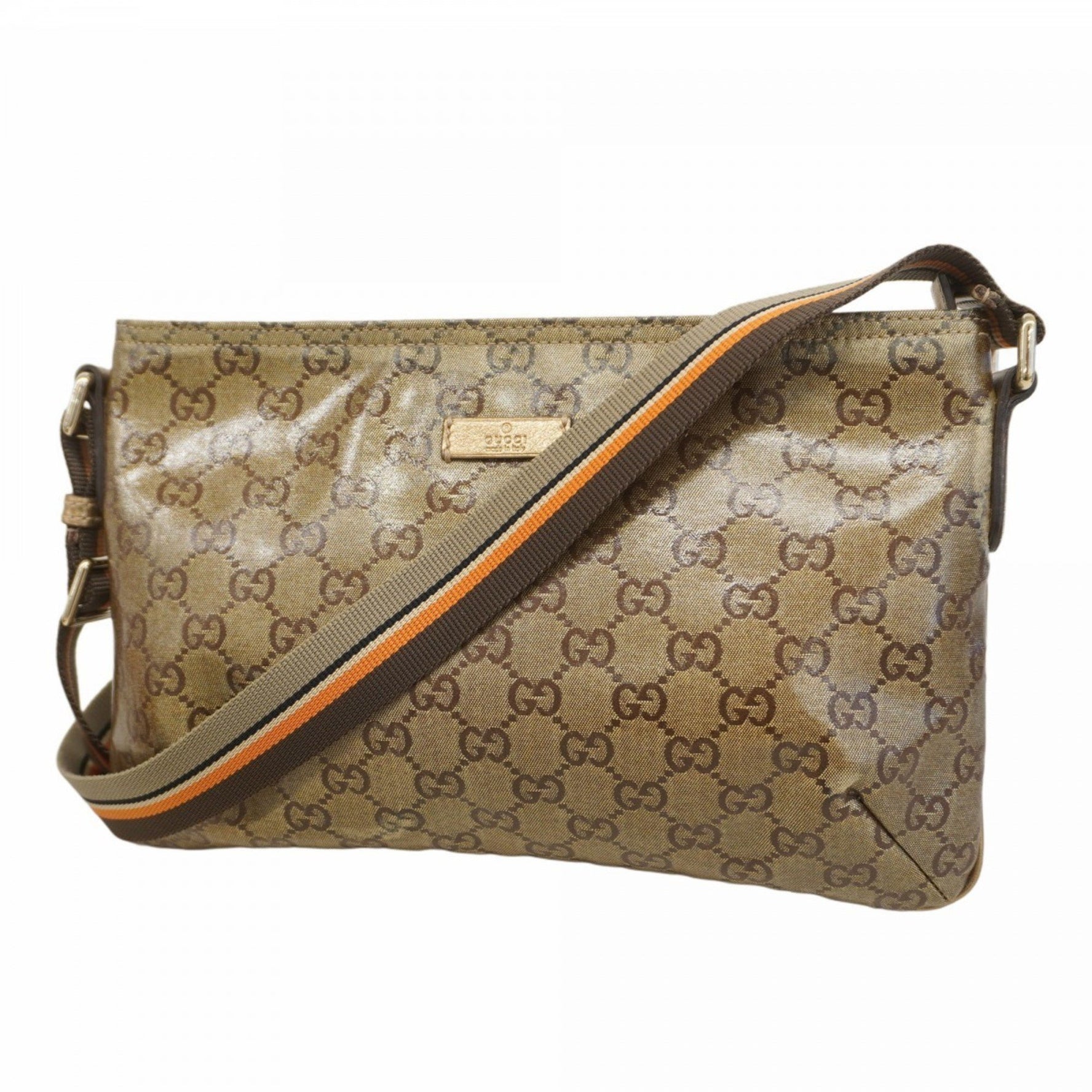 Gucci Shoulder Bag with GG Crystals, Coated Canvas, Champagne
