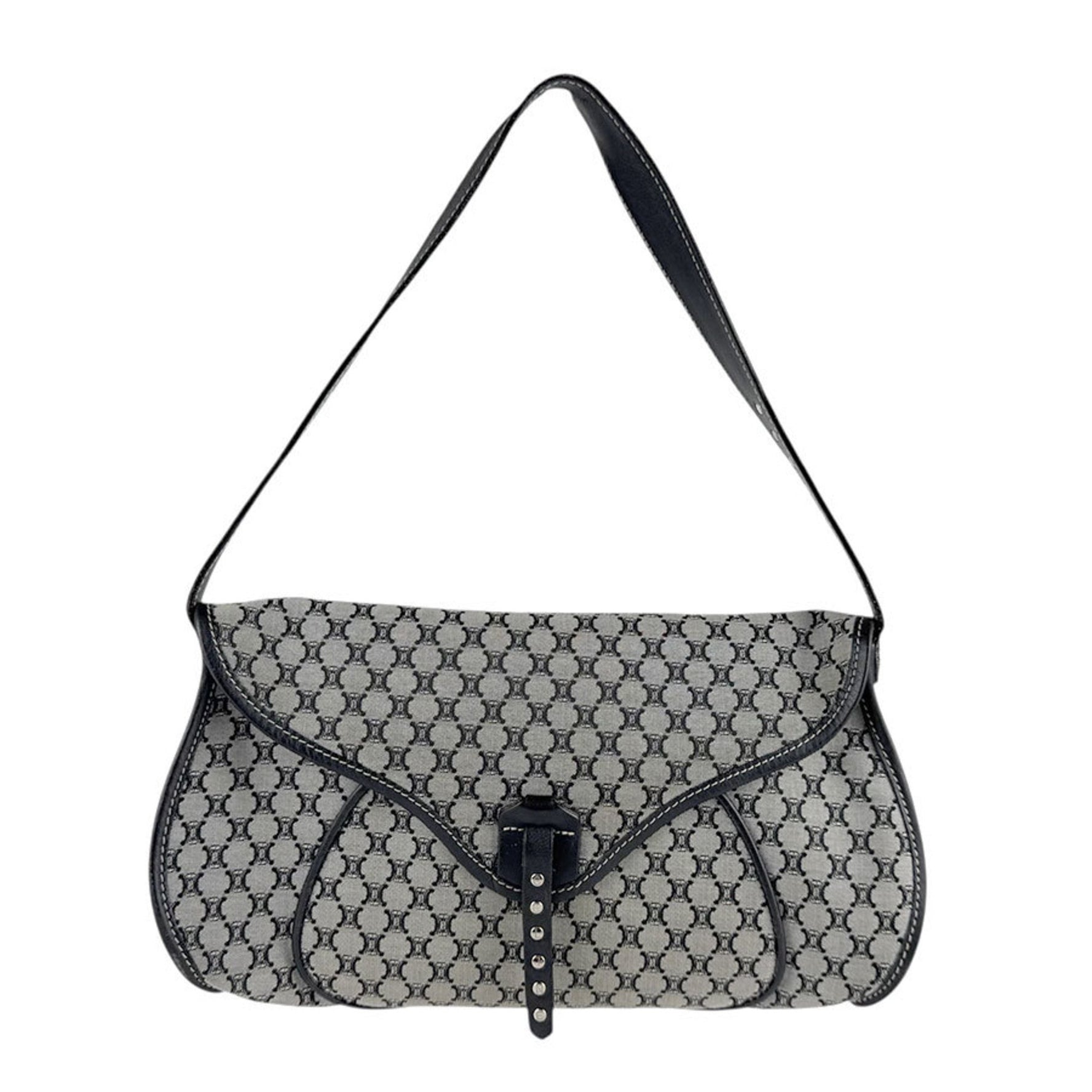 Celine Shoulder Bag, Macadam Canvas and Leather