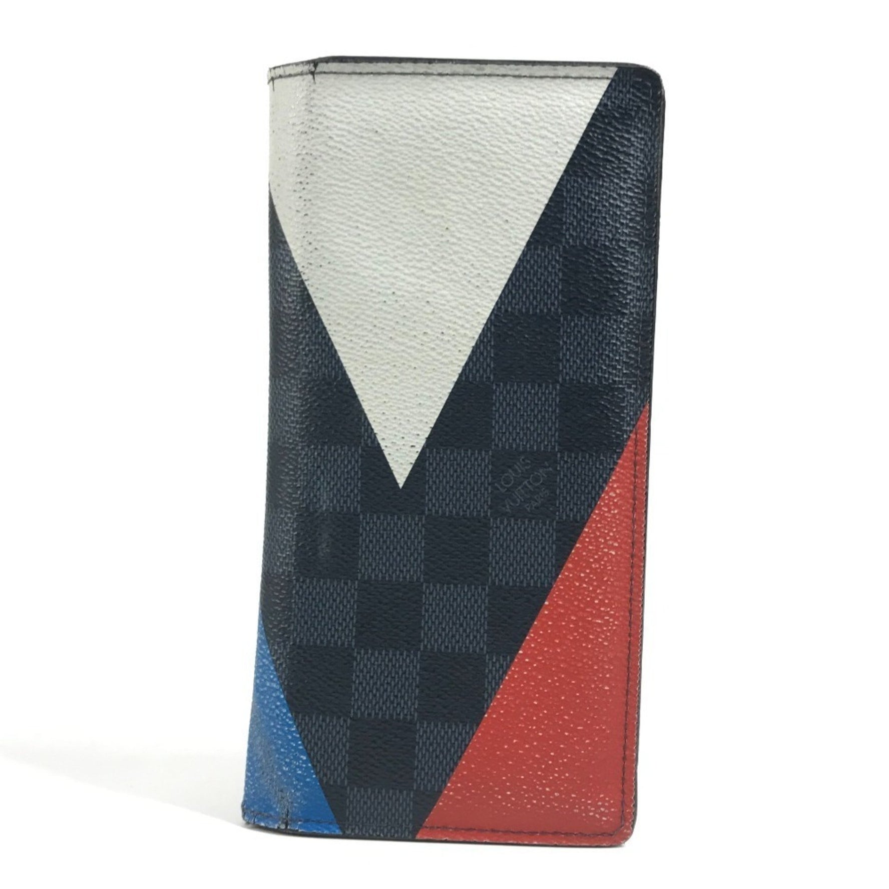LOUIS VUITTON Damier Cobalt America's Cup 2017 Portefeuille Brazza Bifold Long Wallet in Canvas, Navy Blue