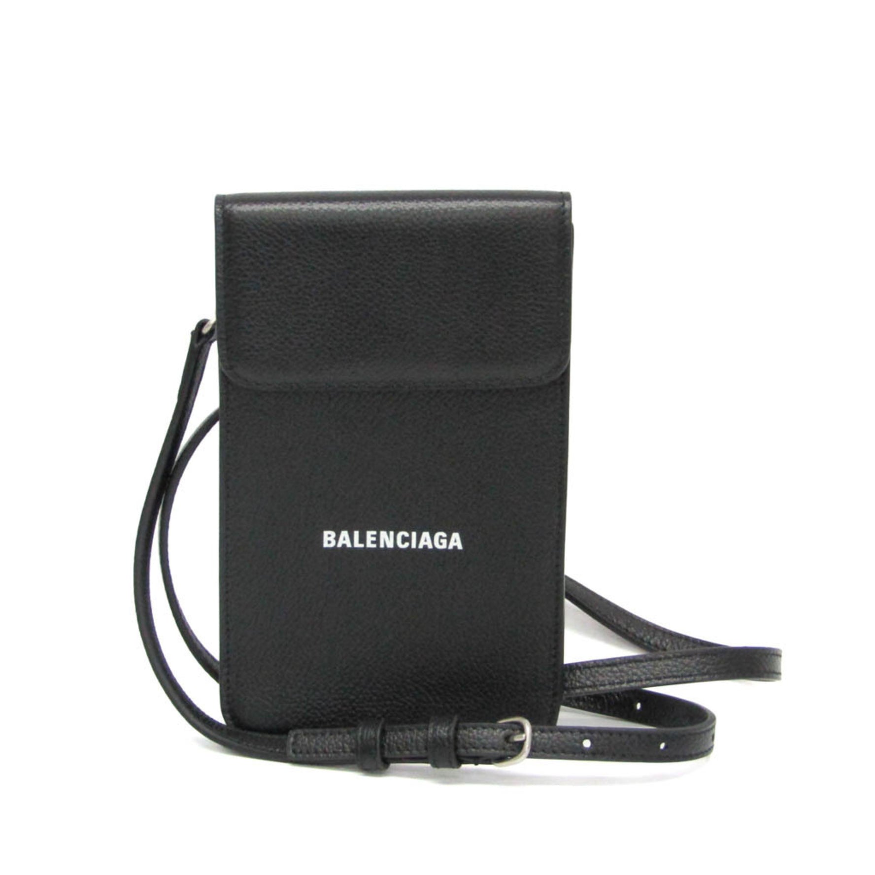 Balenciaga Smartphone Case Shoulder Mini Pouch Men,Women Leather Shoulder Bag Black