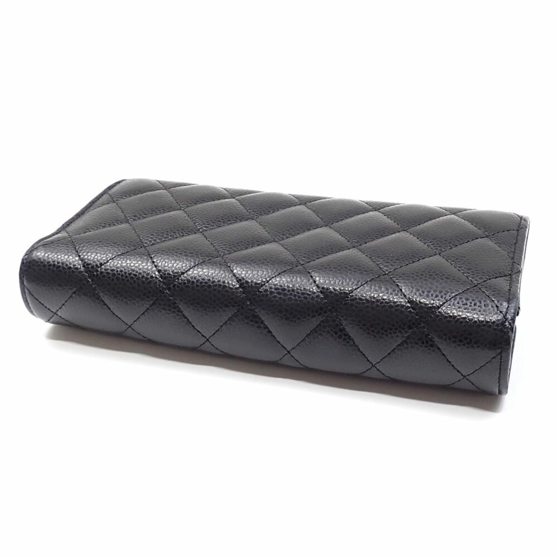 Chanel Matelasse Bifold Long Wallet, Caviar Leather, Coco Mark
