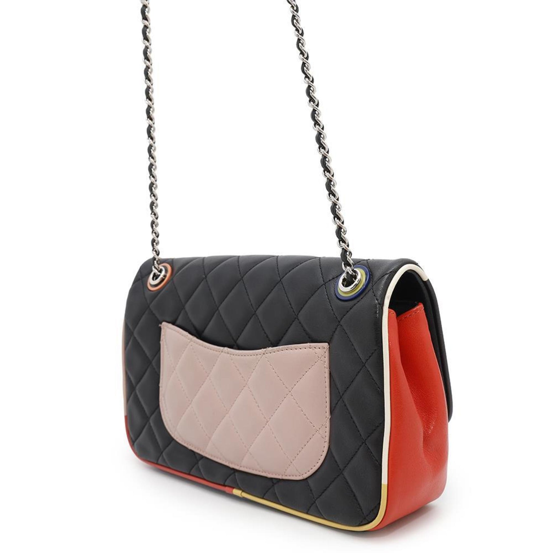 Chanel Chain Shoulder Bag Coco Mark Matelasse Lambskin Black