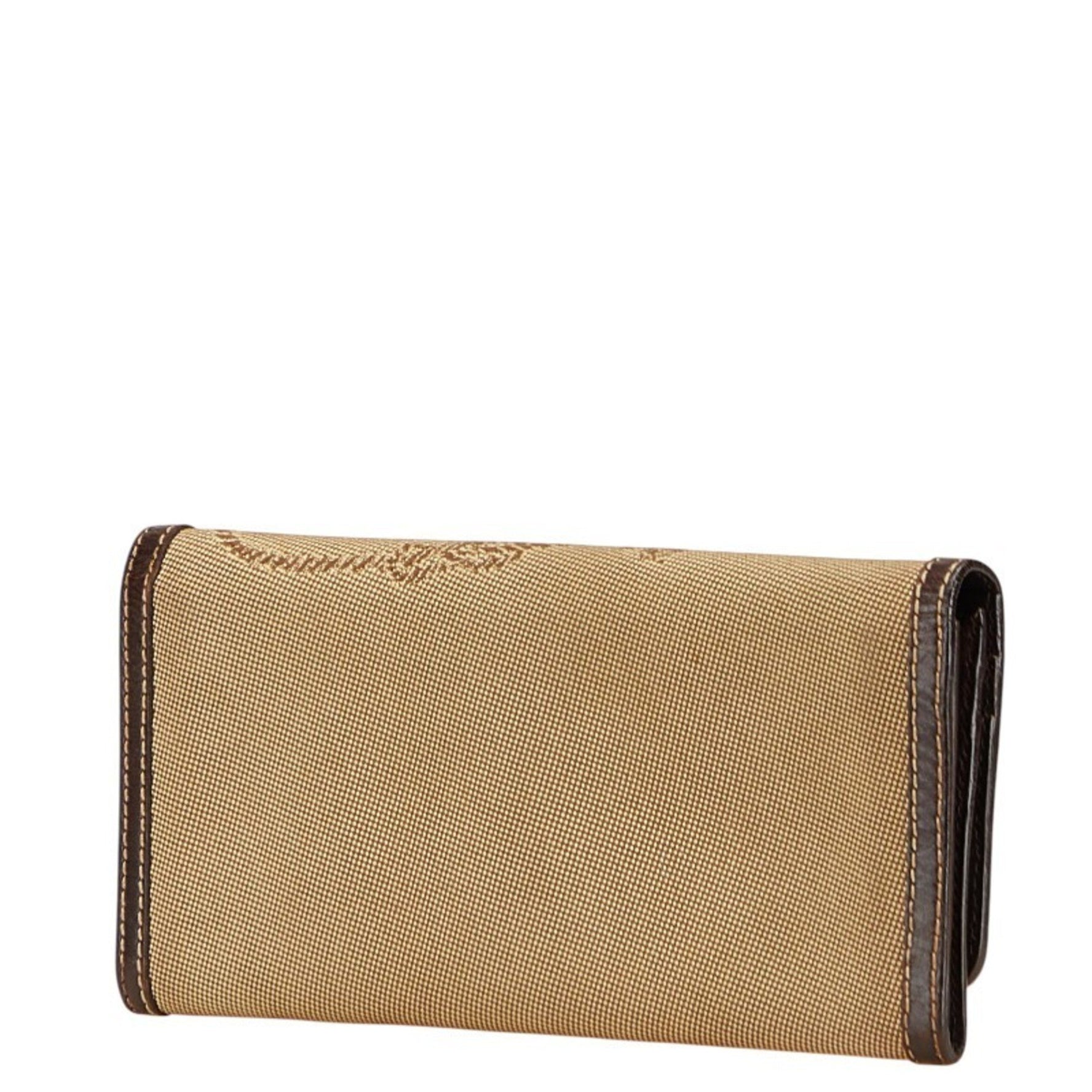 Prada Logo Jacquard Long Wallet Canvas Leather