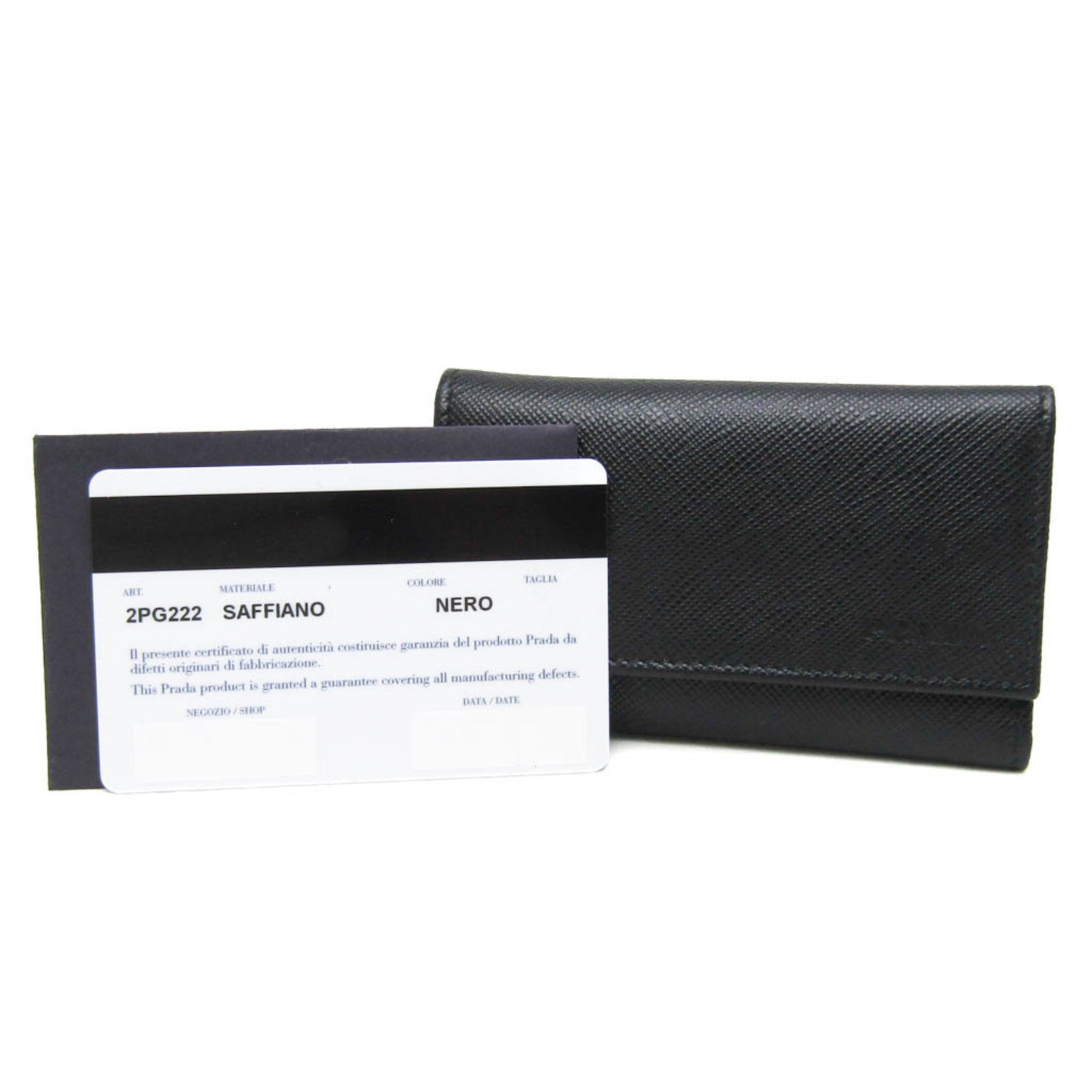 Prada Saffiano 2PG222 Men's Leather Key Case Black