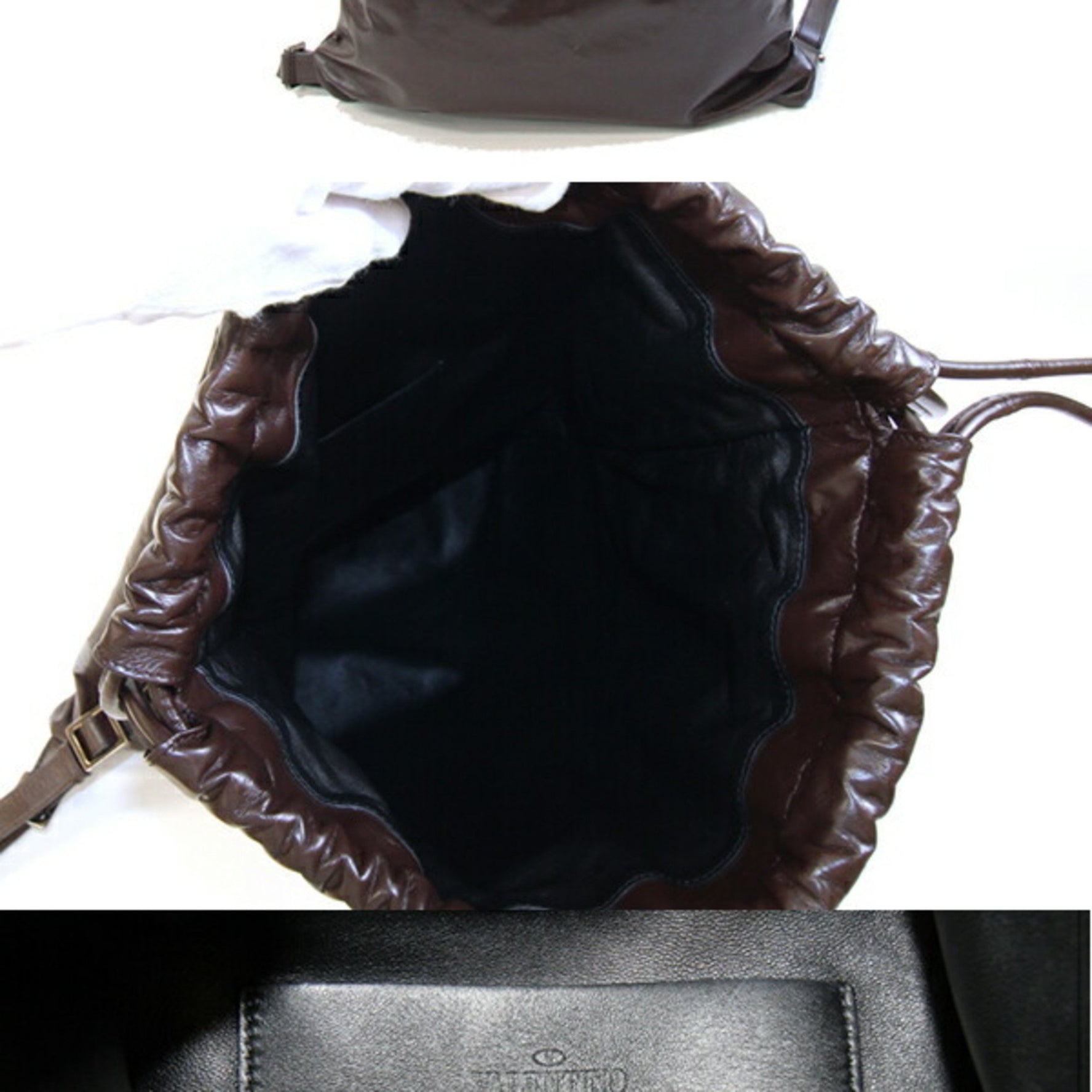 Valentino Garavani Drawstring Backpack Leather Knapsack All