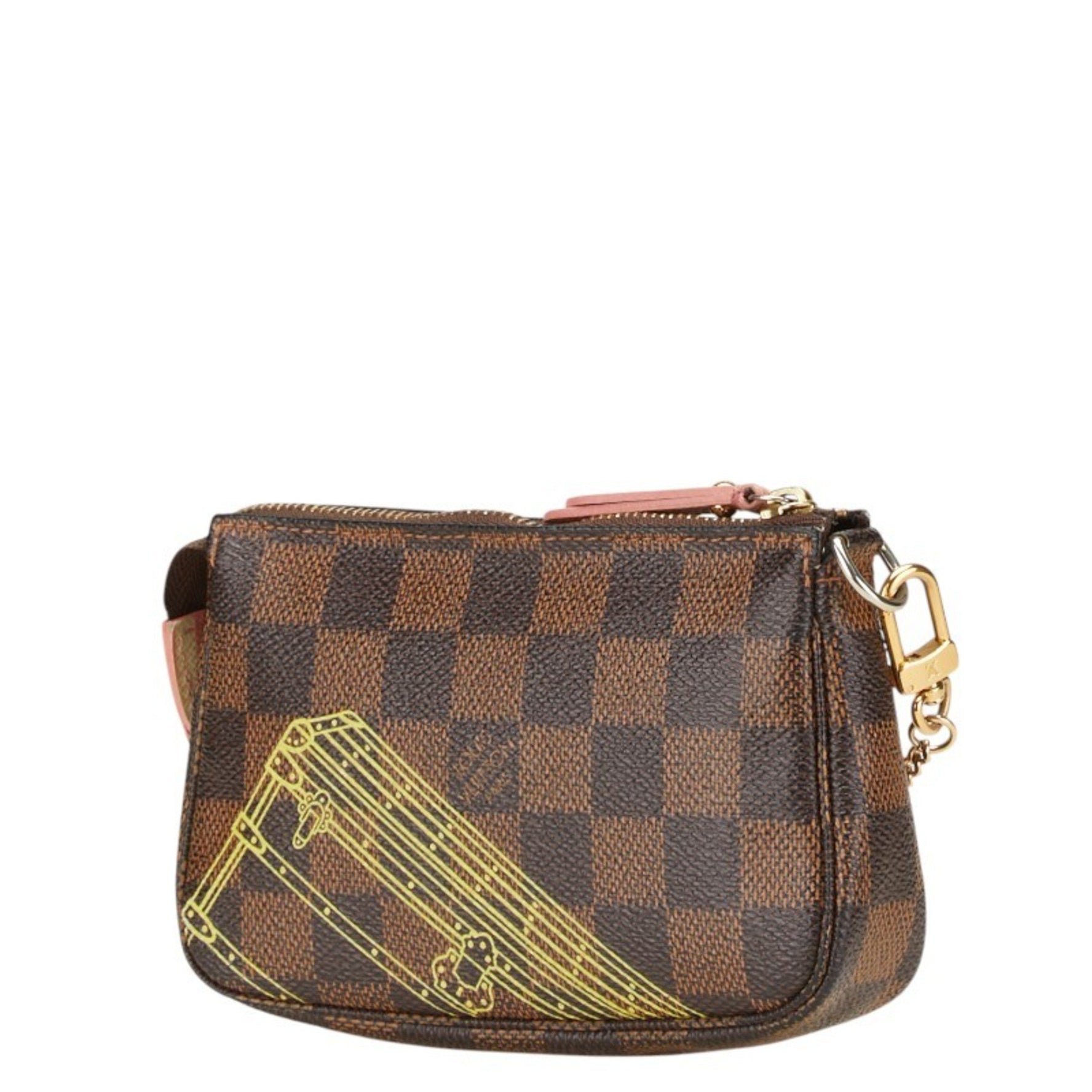 Louis Vuitton Damier Mini Pochette Accessory Pouch Brown PVC Leather