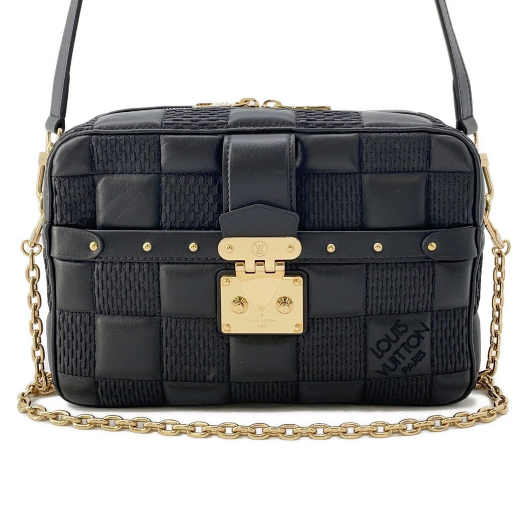 Louis Vuitton Damier Quilted Leather Troca MM Shoulder Bag LOUIS VUITTON Black