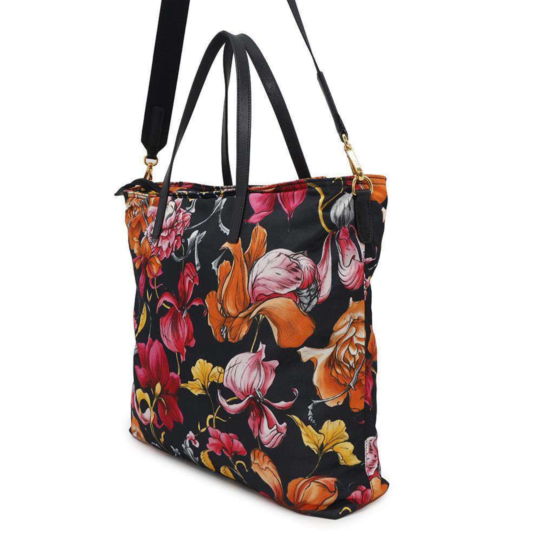 Prada Tote Bag Flower Print Nylon B2600F PRADA 2way Shoulder Black