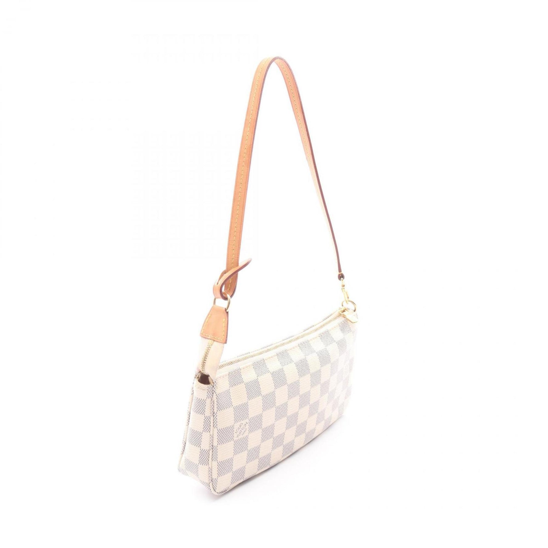 Louis Vuitton Pochette Accessoires Handbag, Coated Canvas and Leather, Damier Azur, White