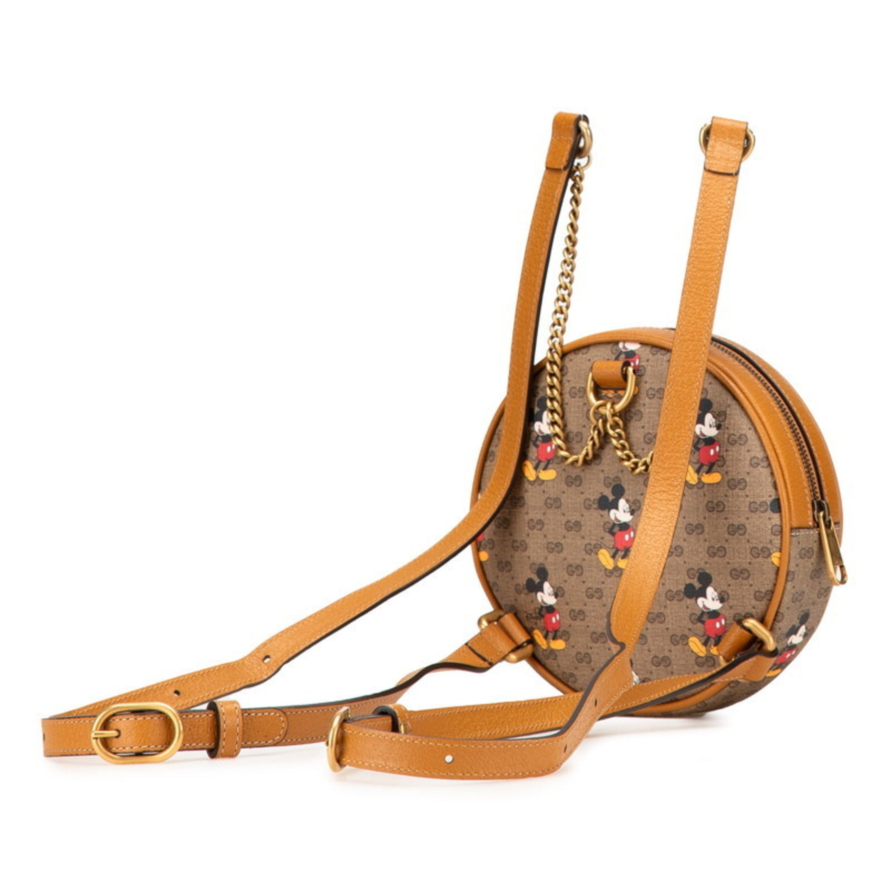 Gucci x Disney Ebony Mini GG Supreme Mickey Print Chain Backpack Leather