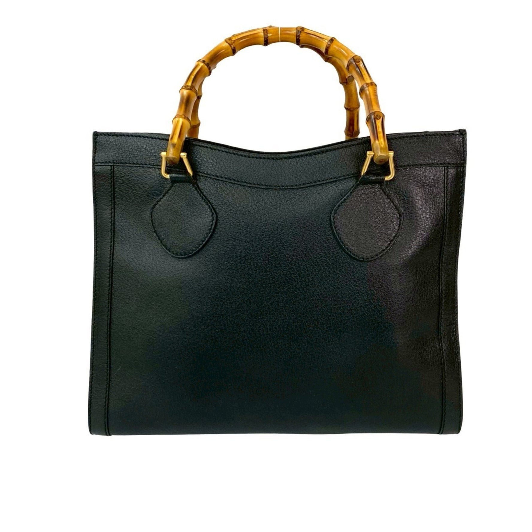 GUCCI Old Vintage Bamboo Leather Handbag Tote Bag