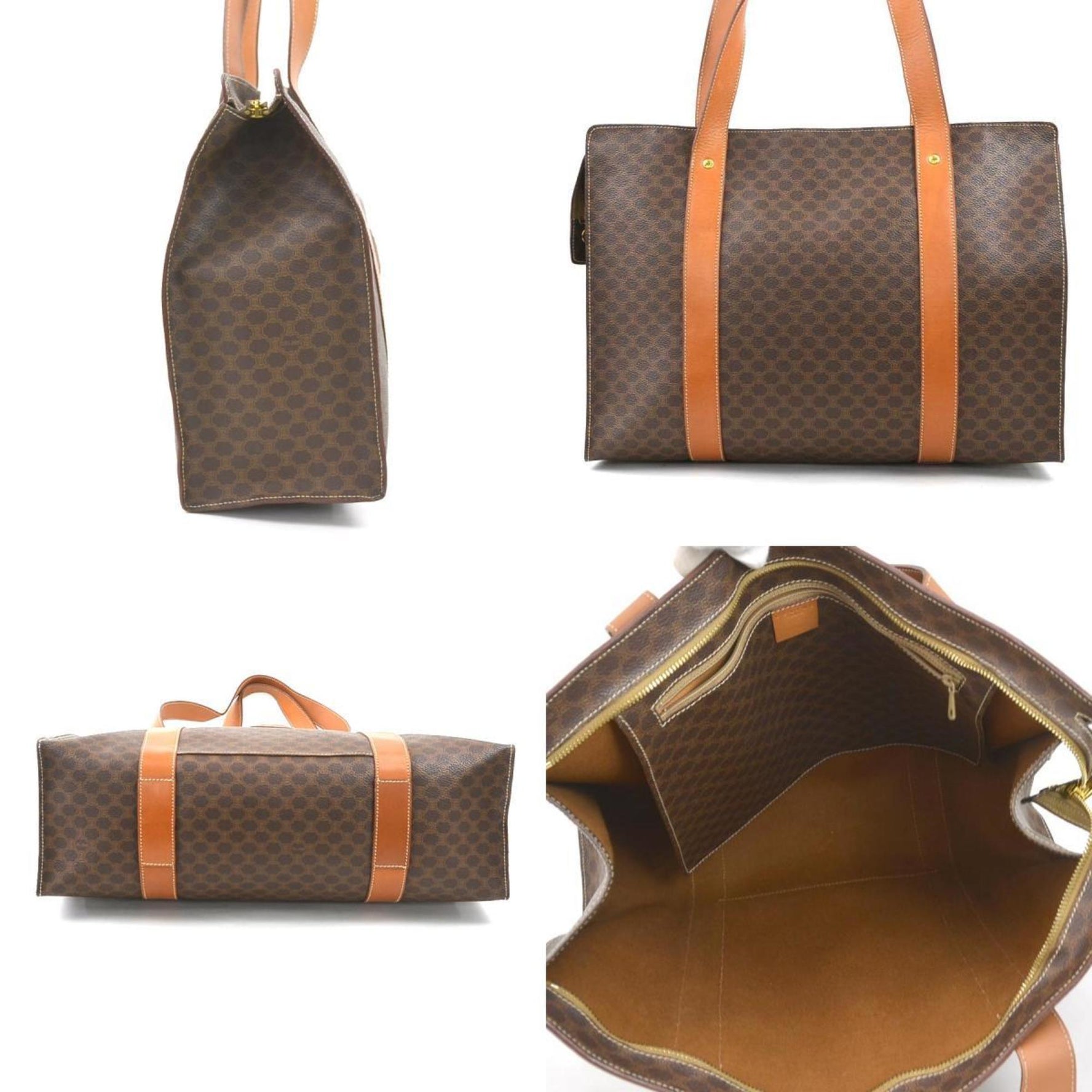 CELINE Shoulder Bag Macadam Leather Gold