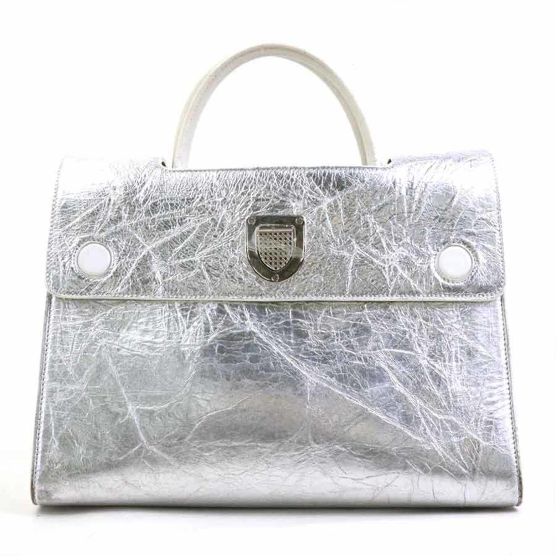 Christian Dior Ever Leather Handbag Shoulder Bag in Silver and White