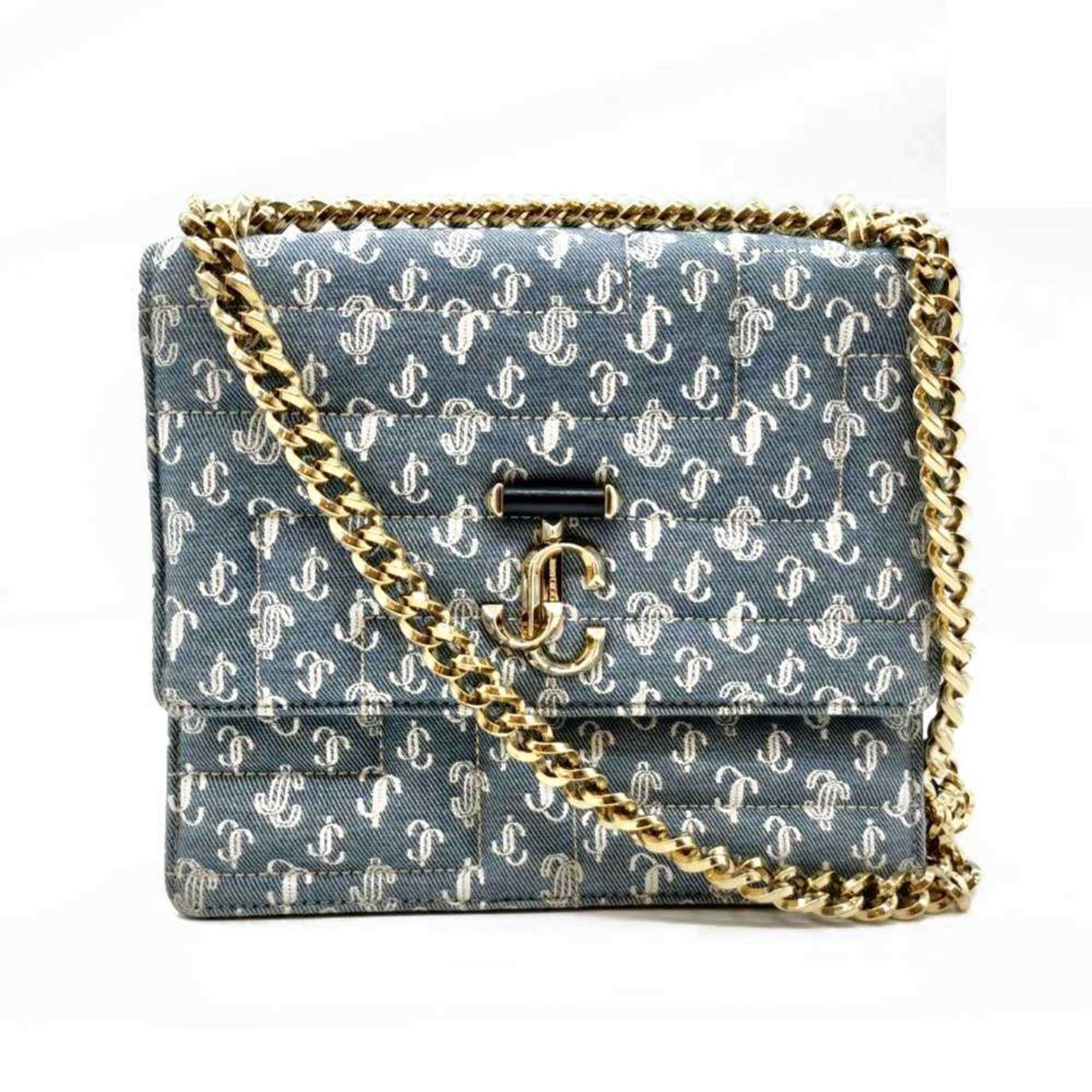 Jimmy Choo Varenne Avenue Chain Shoulder Bag in Denim Canvas, JC