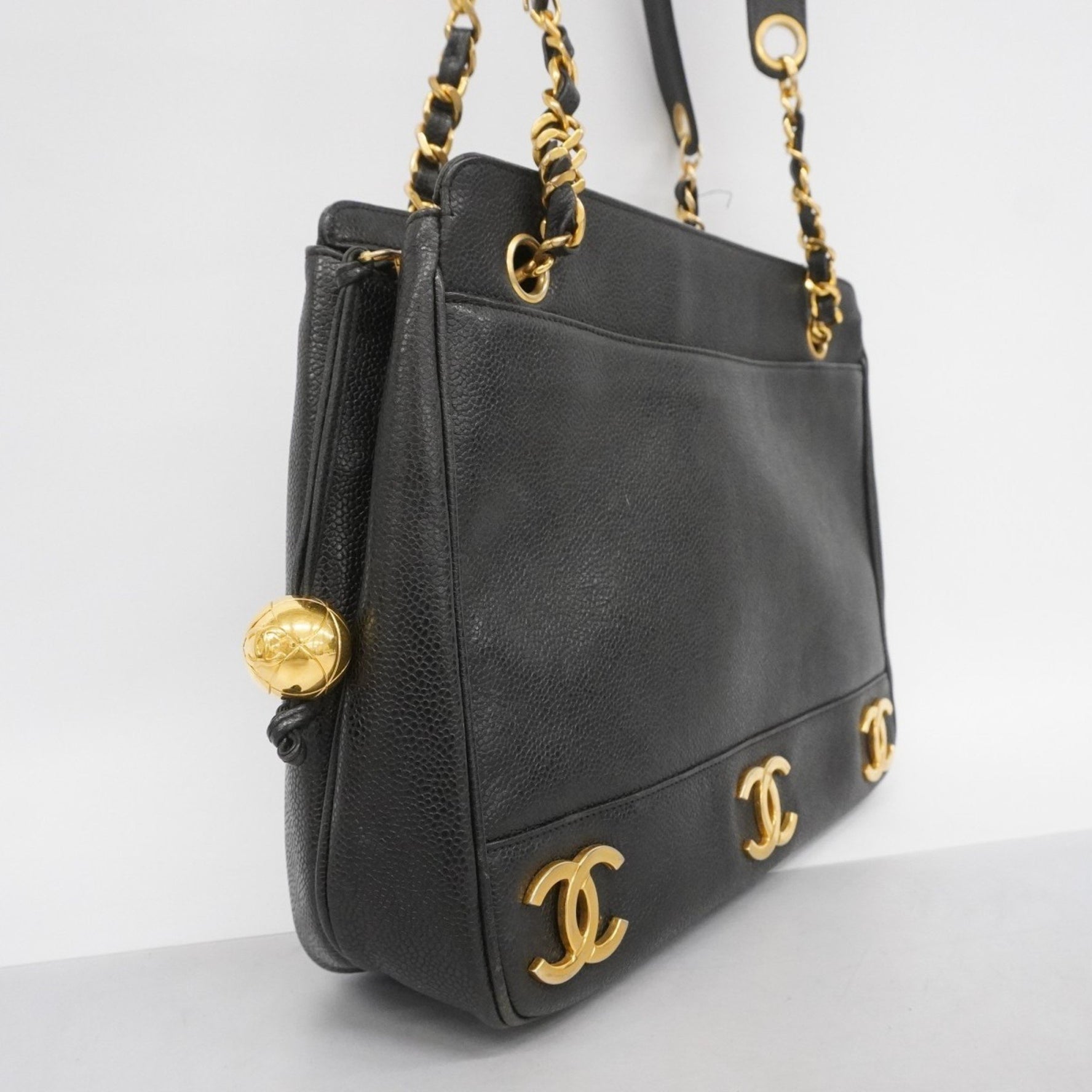 Chanel Triple Coco Chain Shoulder Bag in Caviar Skin