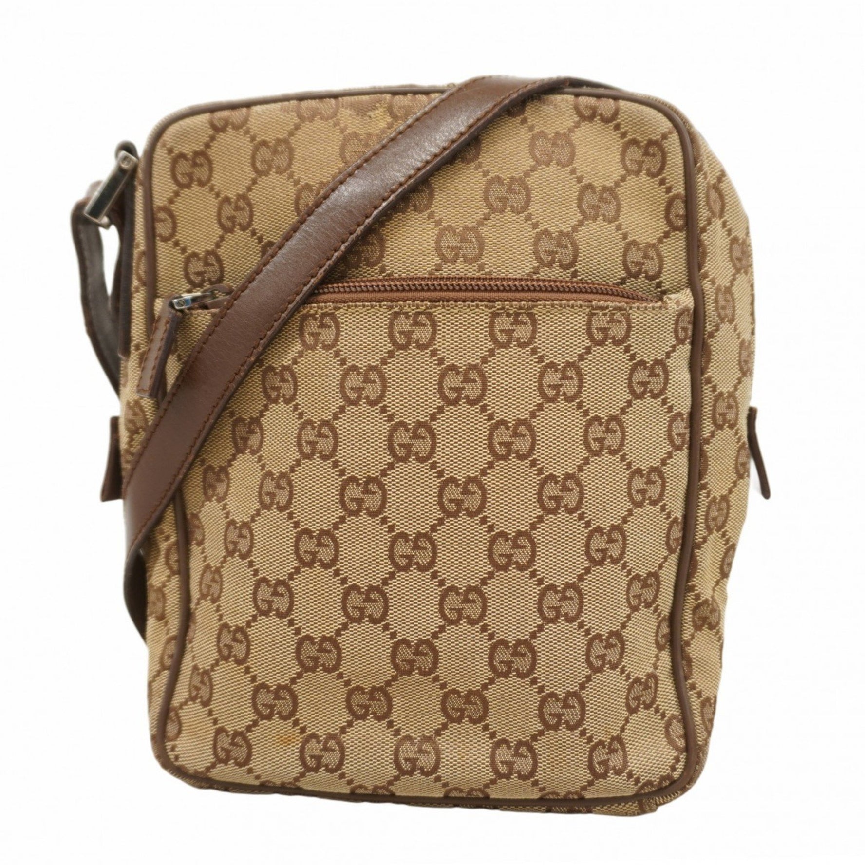 Gucci Shoulder Bag GG Canvas 03136 Beige Brown Women's