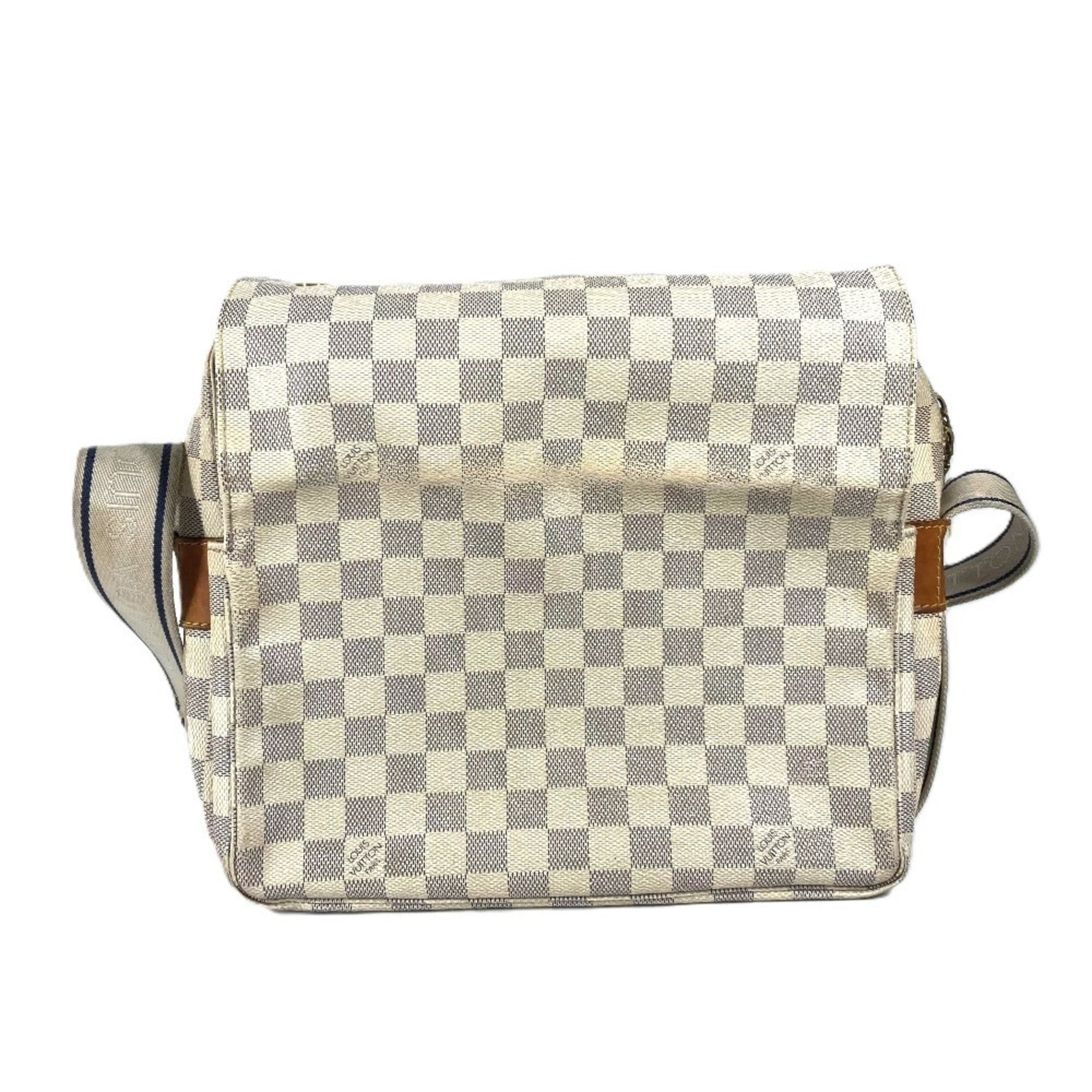 Louis Vuitton Damier Azur Naviglio Bag, Crossbody Shoulder Canvas