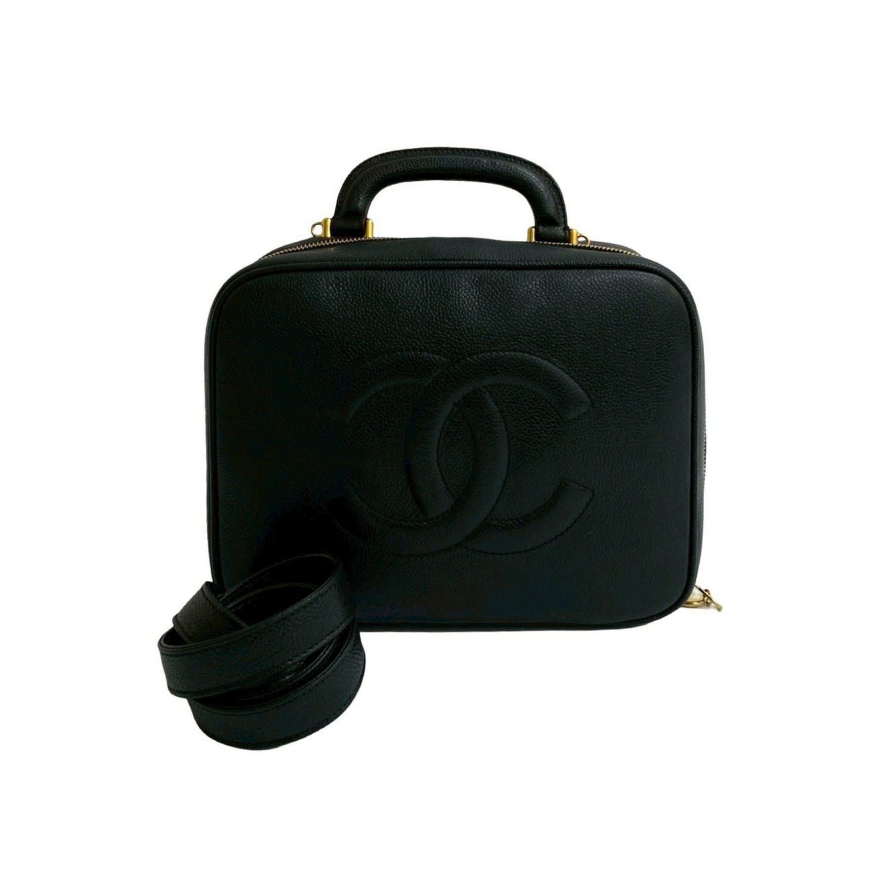 CHANEL Coco Mark Caviar Skin Vanity Handbag/Shoulder Bag