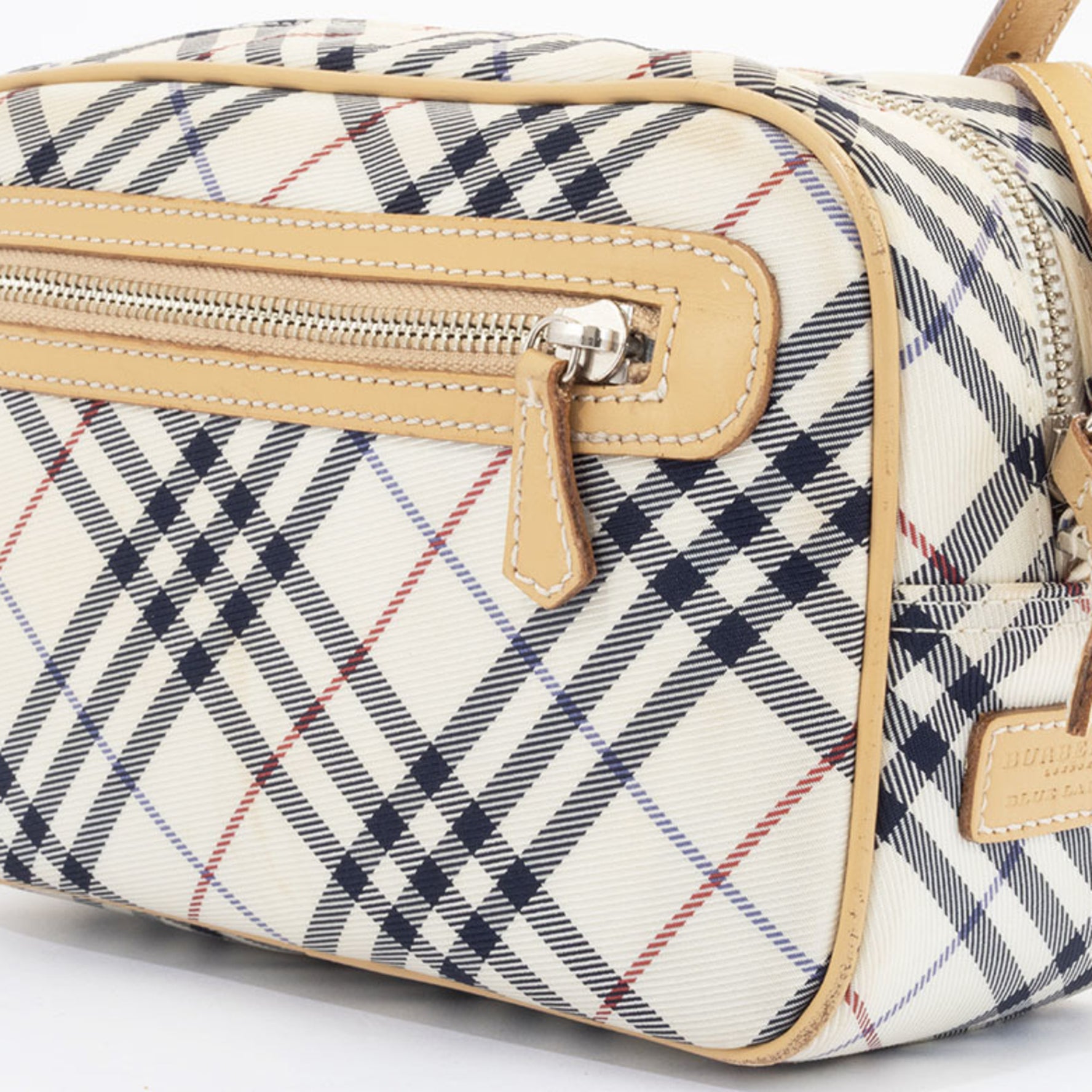 Burberry Blue Label Shoulder Bag Canvas Leather Beige Women's Check BURBERRY