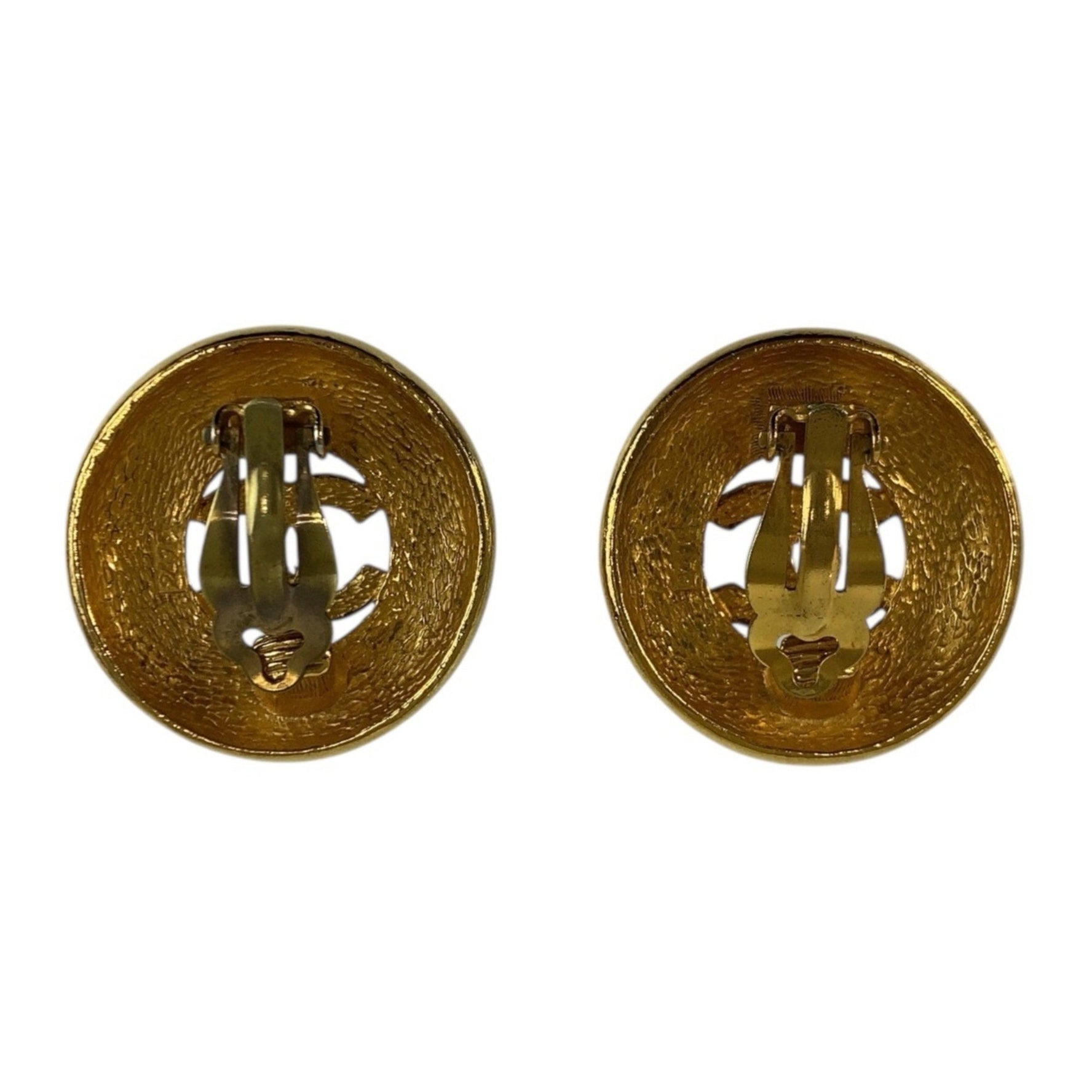 CHANEL Vintage Coco Mark Gold Metal Earrings for Women