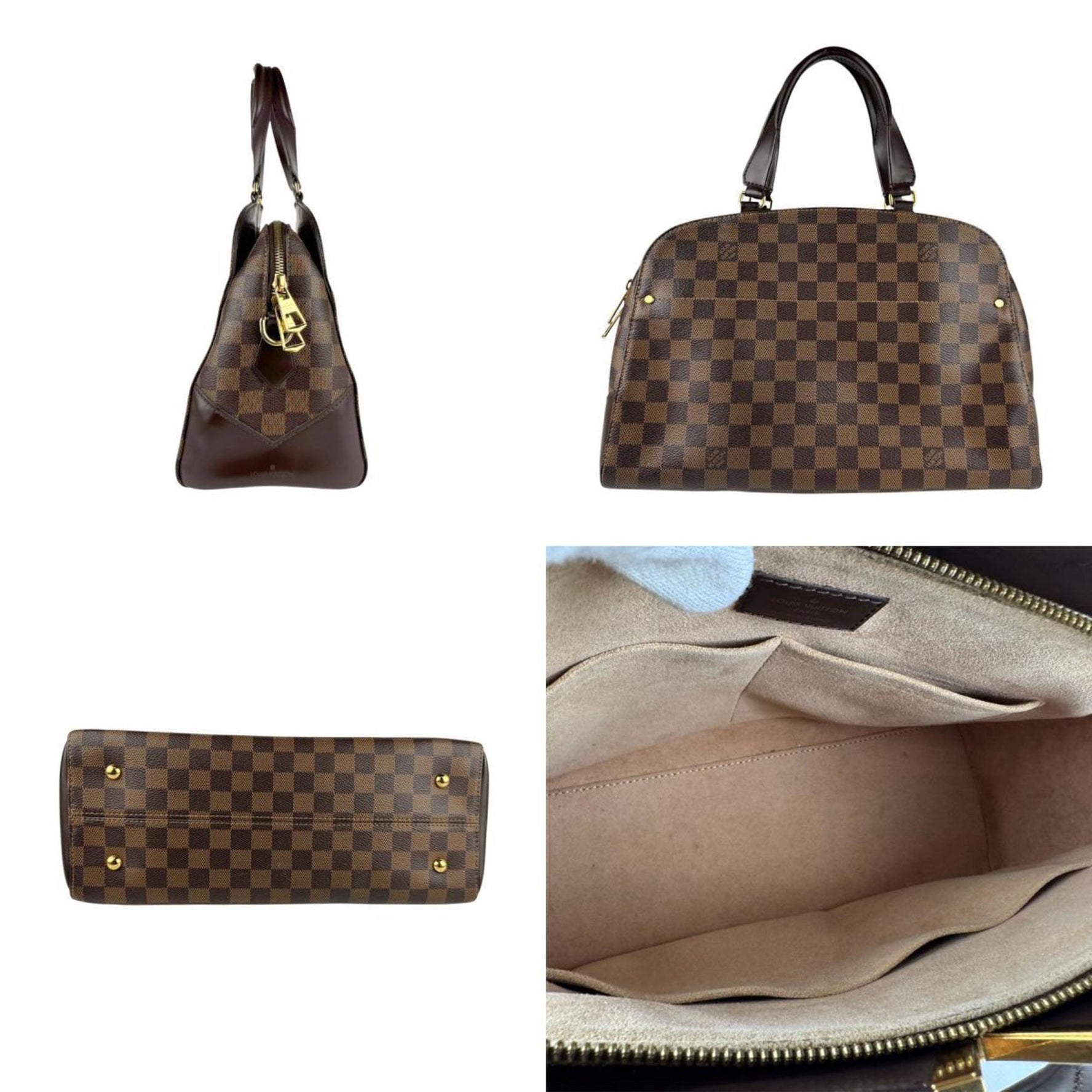 Louis Vuitton Damier Kensington Bowling Shoulder Bag in Canvas and Leather