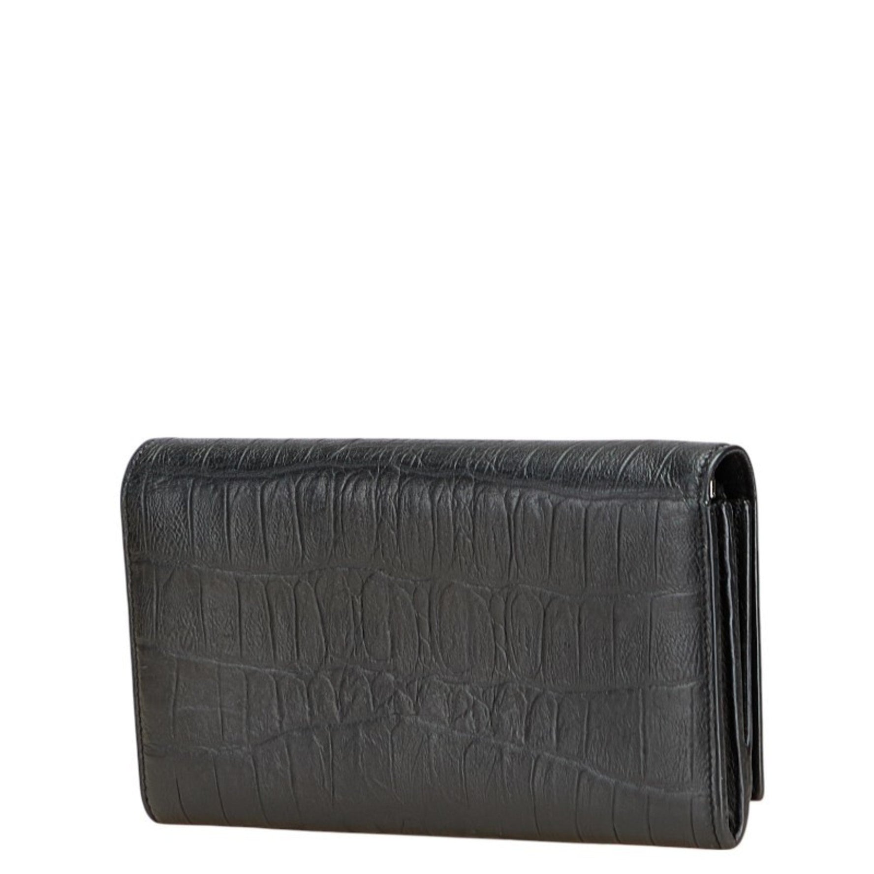 Saint Laurent Crocodile Embossed Long Wallet Leather SAINT LAURENT