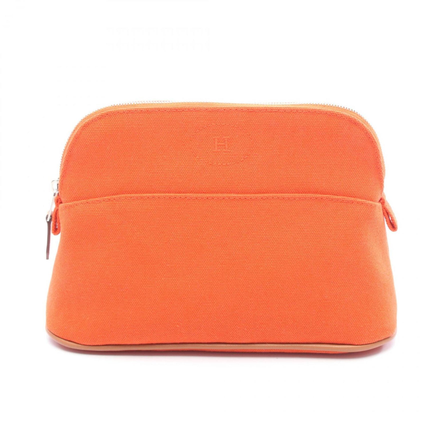 Hermes Hermès Bolide Pouch 20 Orange Canvas Leather Bag in and Brown