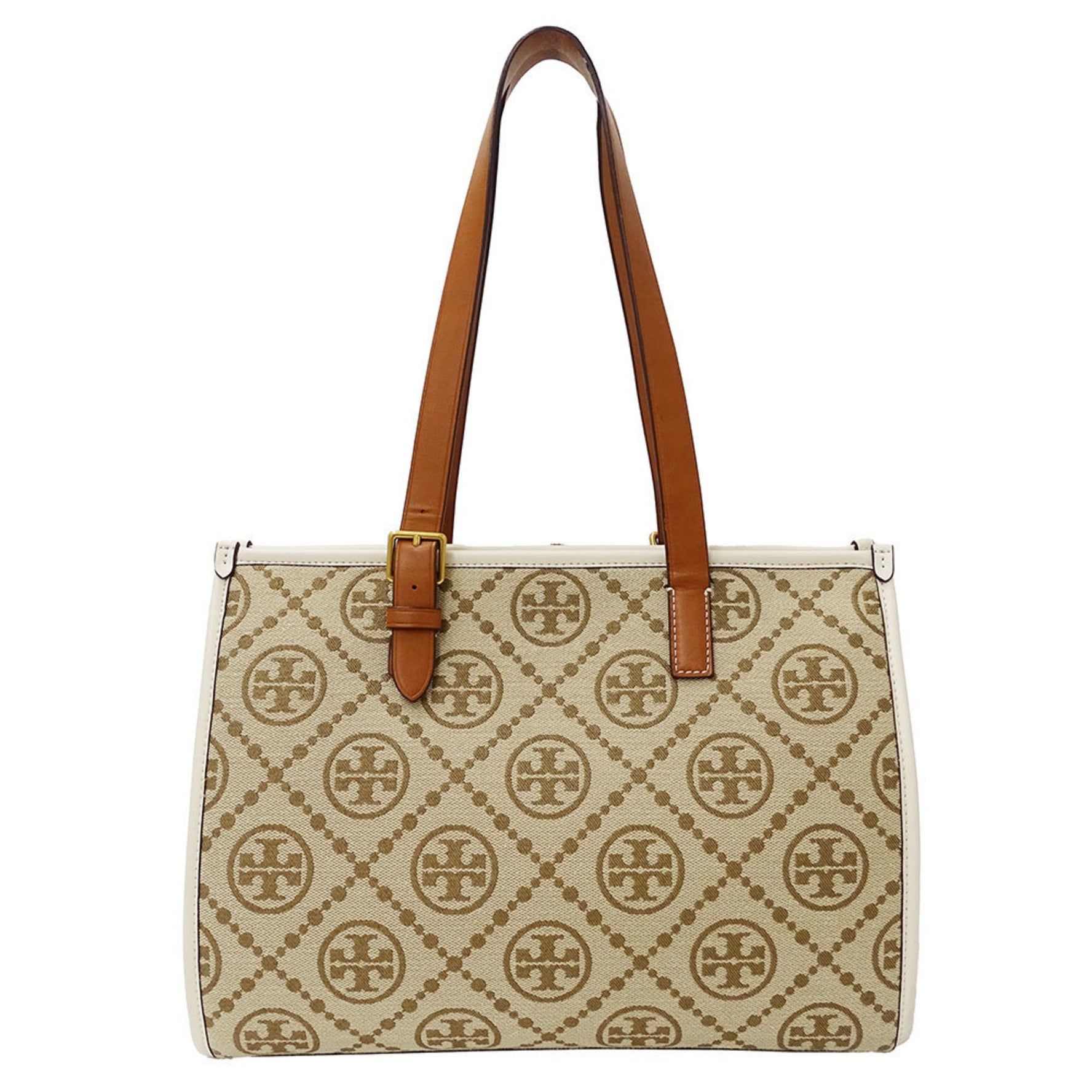 Tory Burch Women's Tote Bag, T Monogram Jacquard, Beige