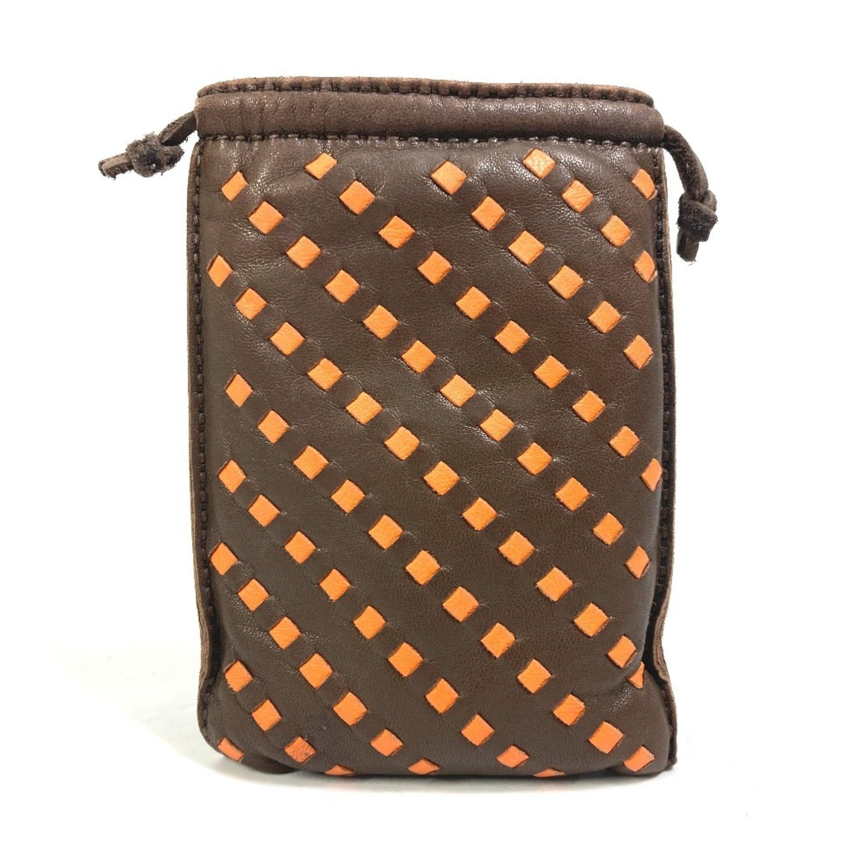 HERMES Pochette Pillow PM Drawstring Pouch by Anjou Milo, Brown