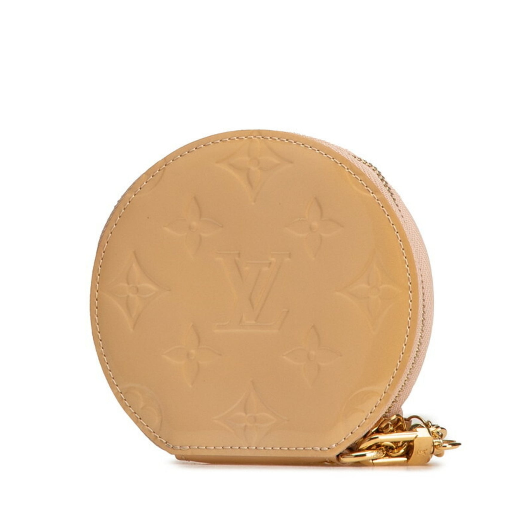 Louis Vuitton Monogram Vernis Portemonnay Chapeau Coin Case Rose Florentine Beige Patent Leather