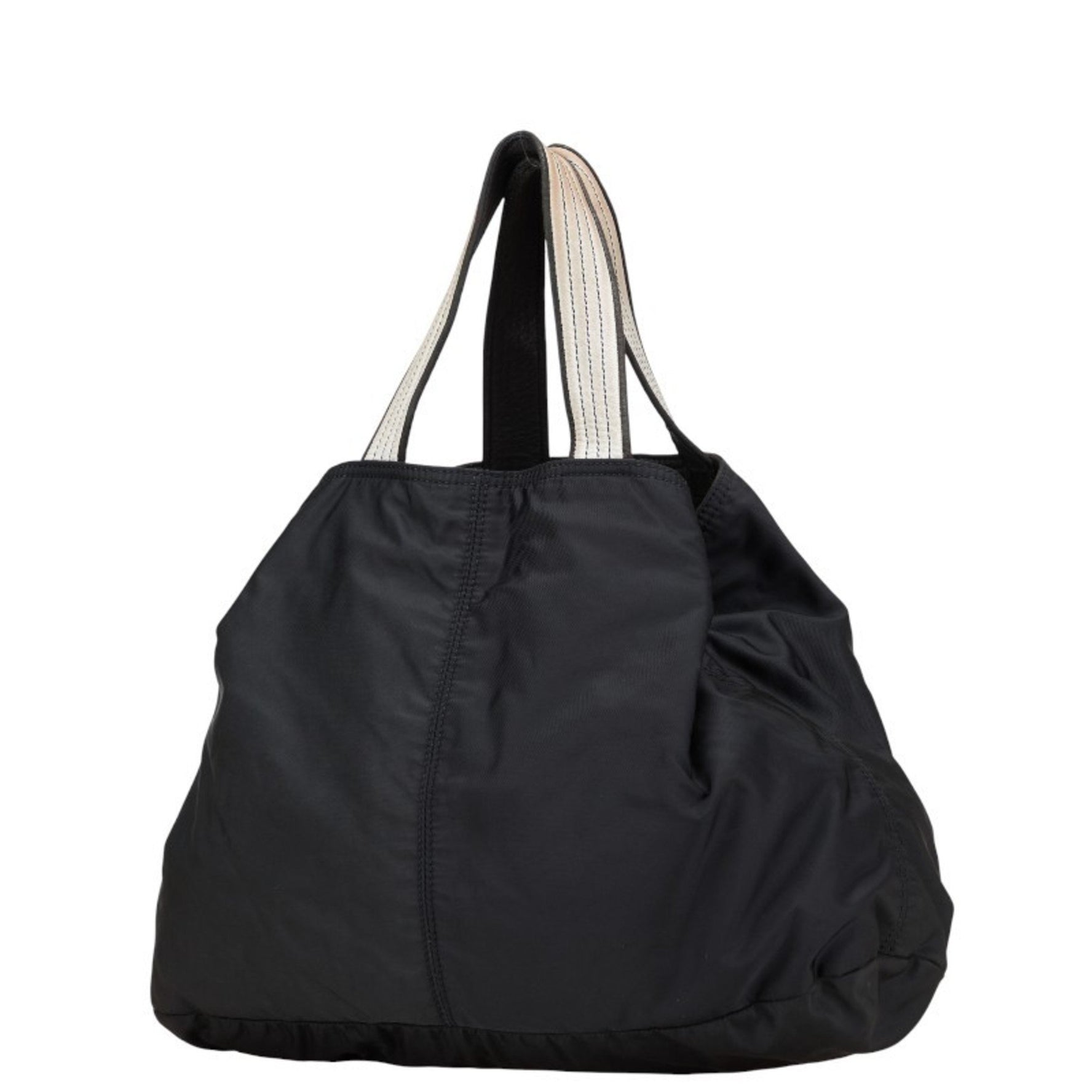 Prada Triangle Logo Plate Tote Bag Nylon Leather
