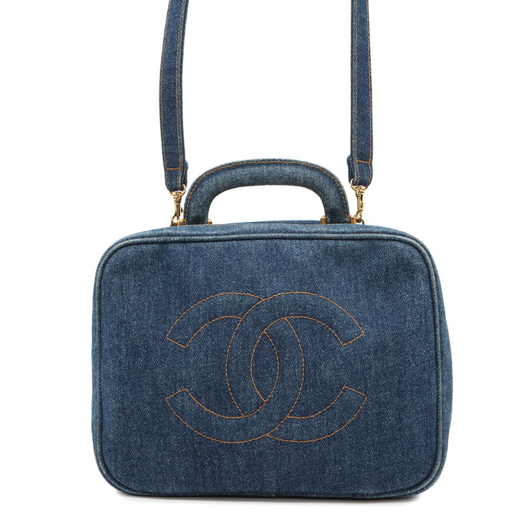 Chanel handbag Coco mark vanity bag denim