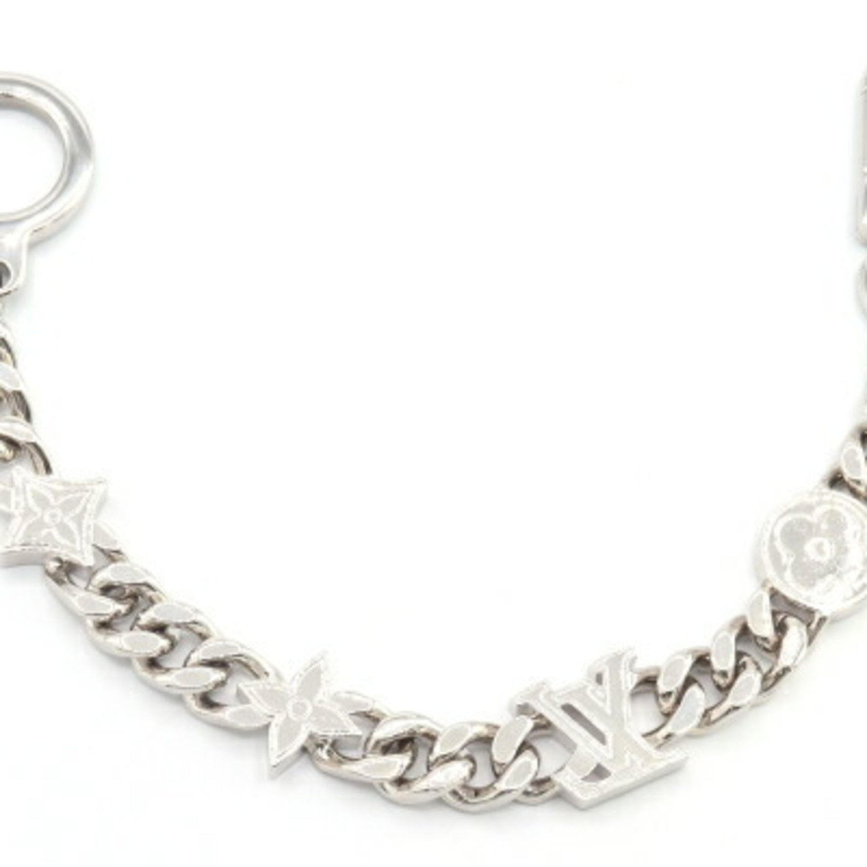 Louis Vuitton Bag Charm Monogram Element Chain M01468 Silver Metal Wallet Key Ring Holder Women Men LOUIS VUITTON