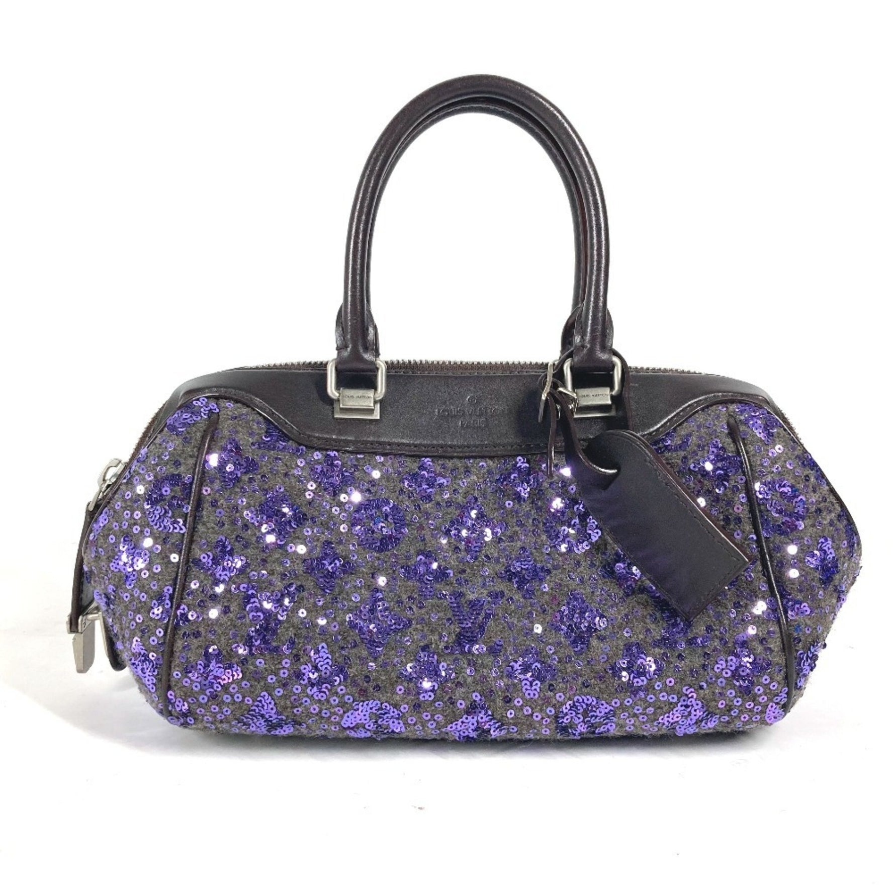 LOUIS VUITTON M40793 Sunshine Express Sequin Handbag Leather Women's Purple