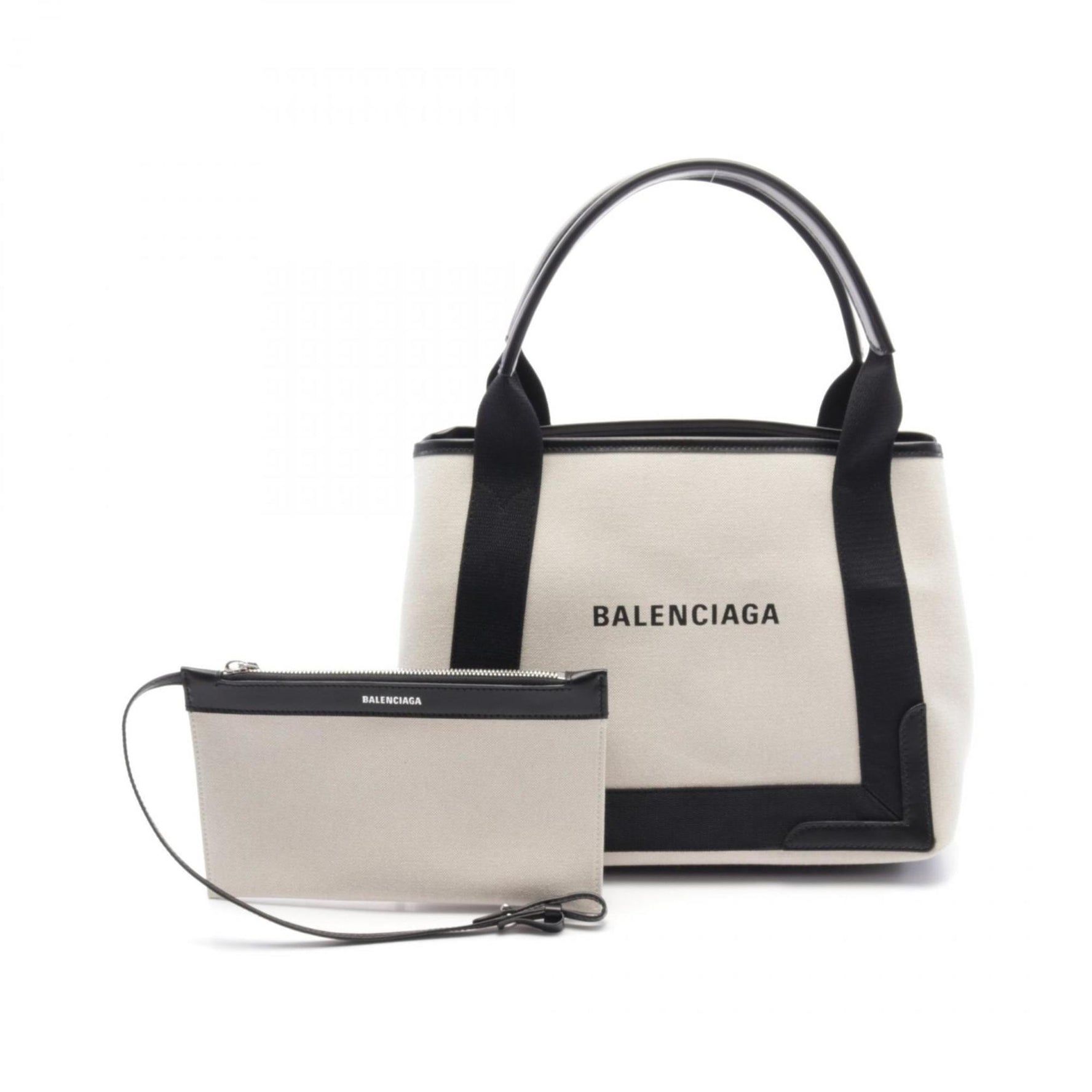 BALENCIAGA NAVY CABAS S Navy Cabas Tote Bag Canvas Women's Ivory Black 3399332HH3N9260