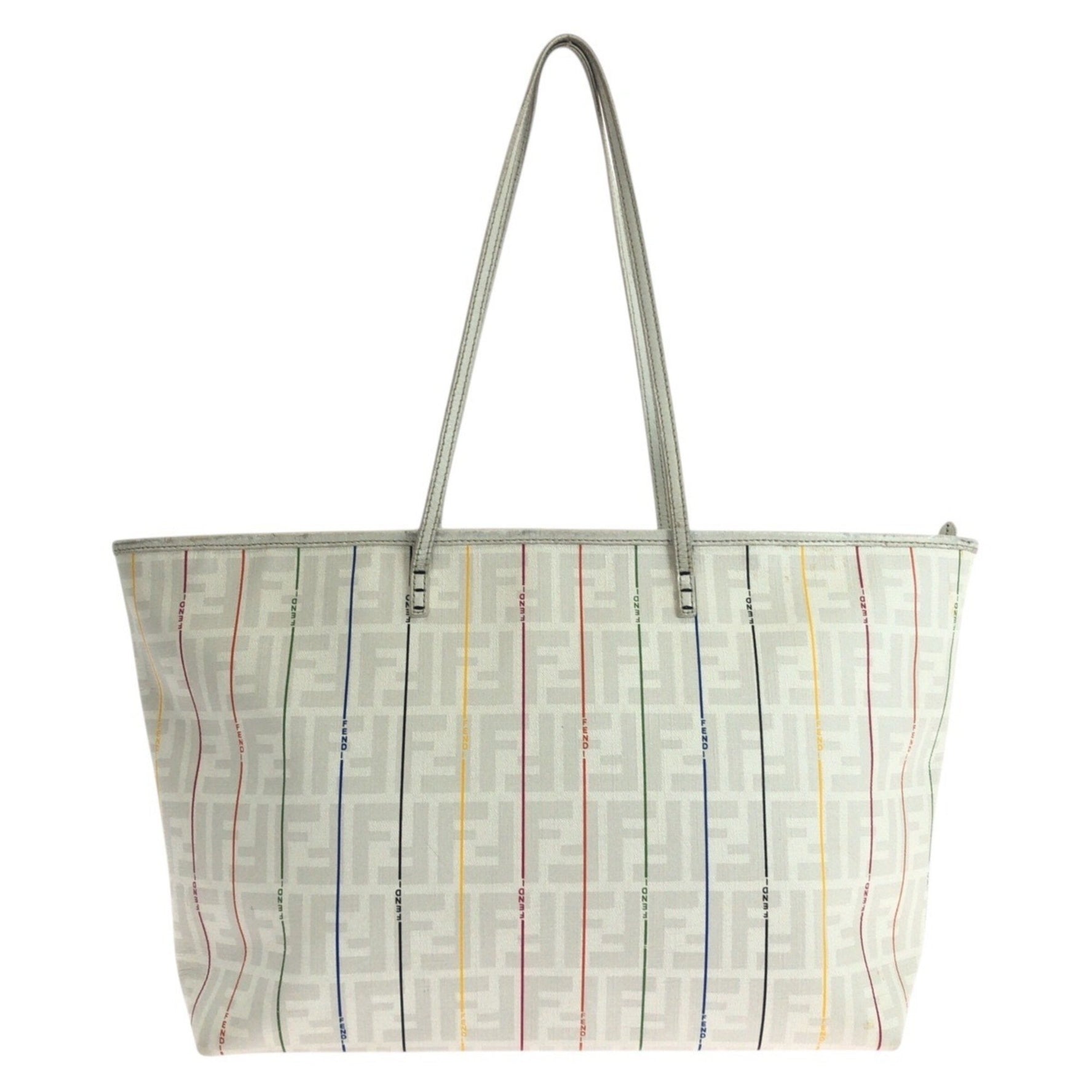 FENDI ZUCCA WHITE MULTICOLOR LEATHER HQP TOTE BAG SHOULDER
