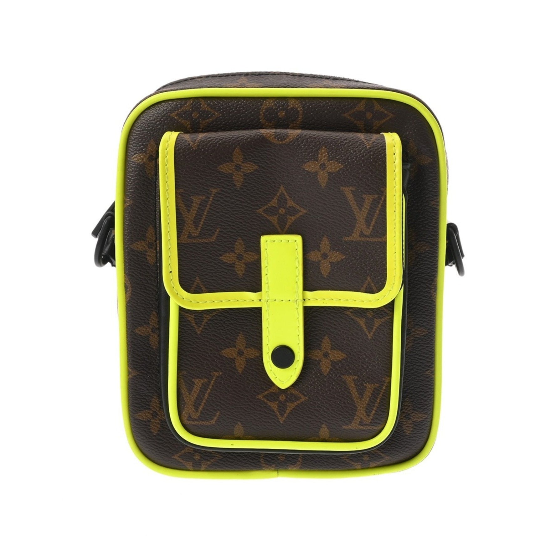 LOUIS VUITTON Monogram Macassar Christopher Wearable Wallet, Neon Yellow, Canvas Shoulder Bag