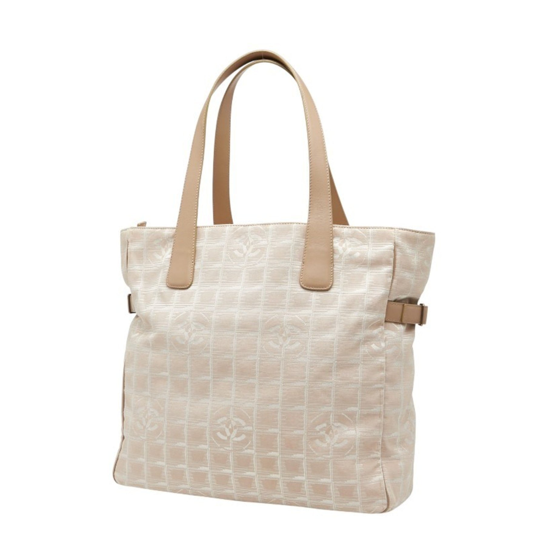 Chanel New Travel Line Coco Mark Tote Bag in Pink Beige Canvas and Leather