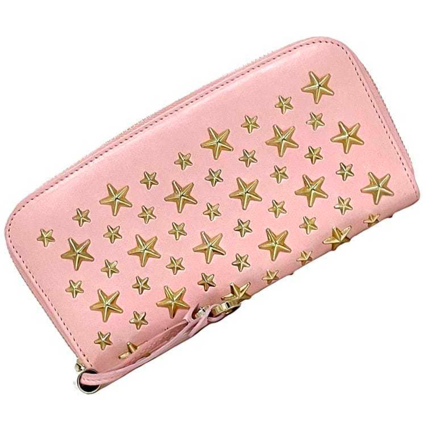 Jimmy Choo round long wallet ec-23089 pink Filippa leather JIMMY CHOO star studs genuine ladies