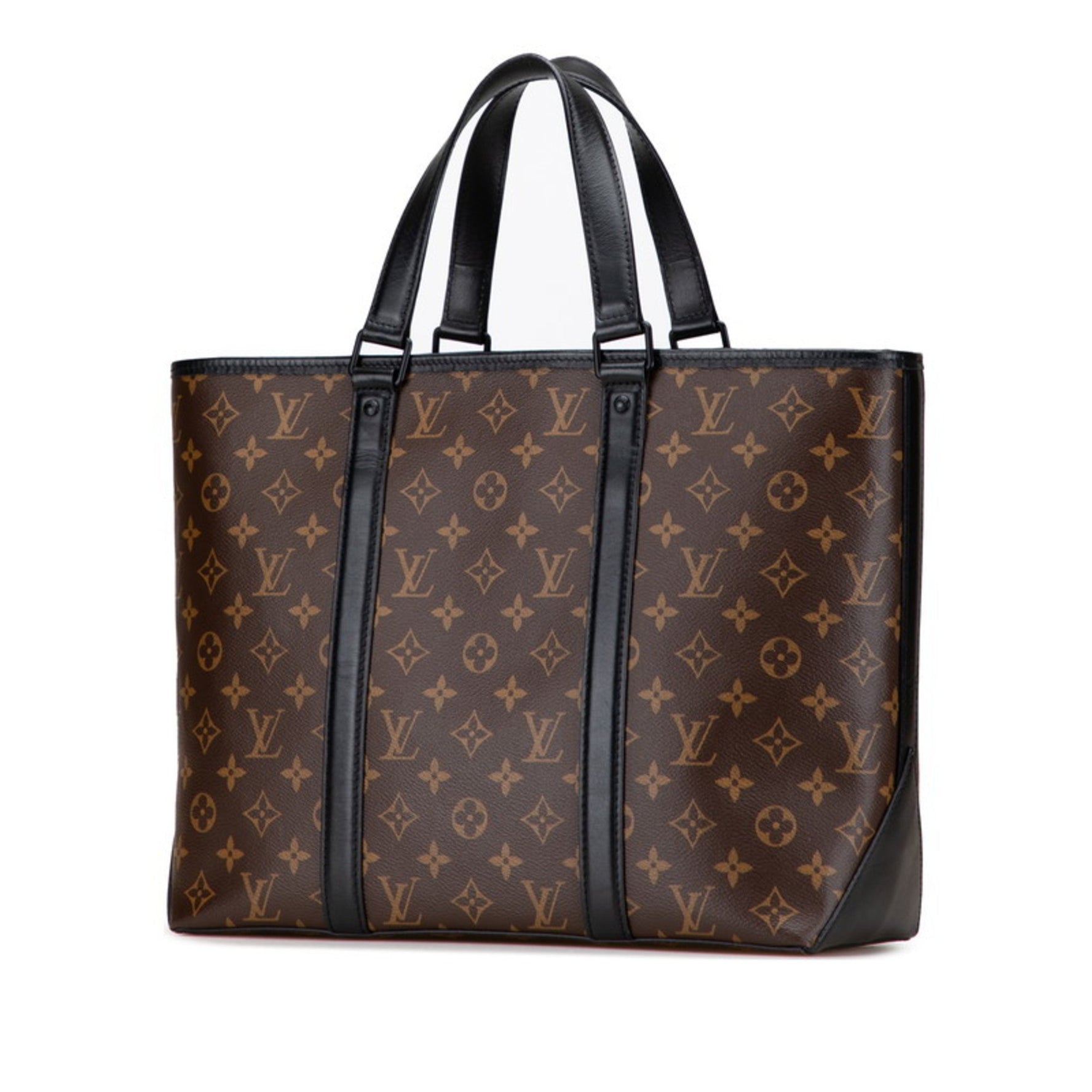 Louis Vuitton Monogram Macassar Weekend Tote PM Bag Brown/Black Leather LOUIS VUITTON