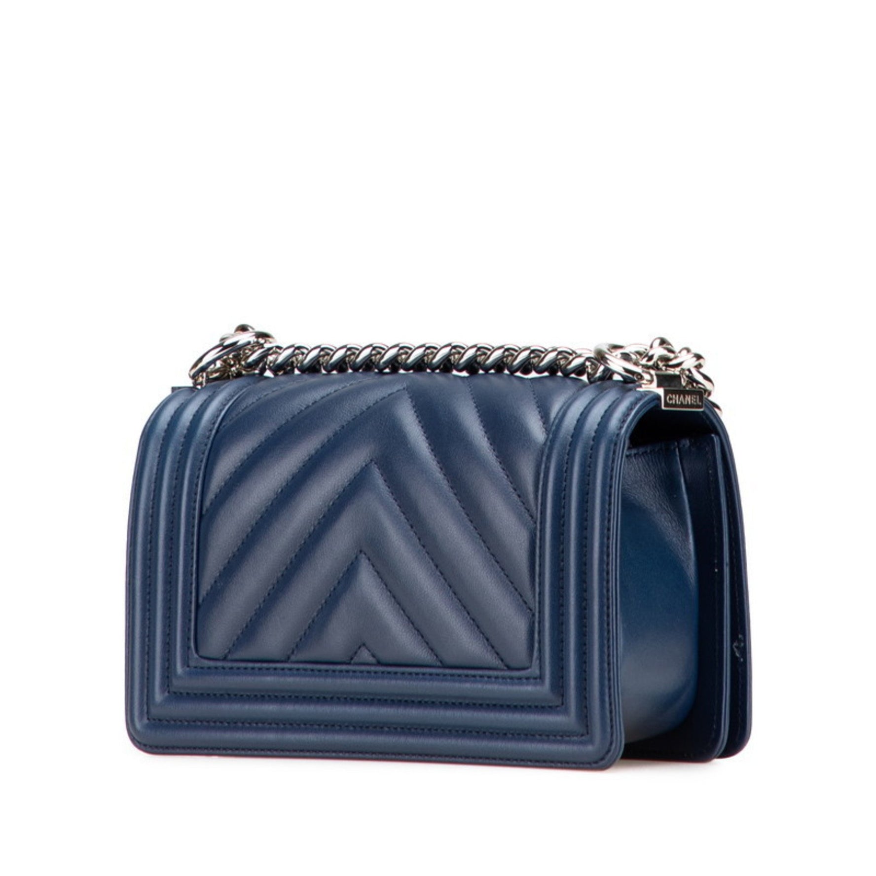 CHANEL Boy V-stitch shoulder bag in lambskin .