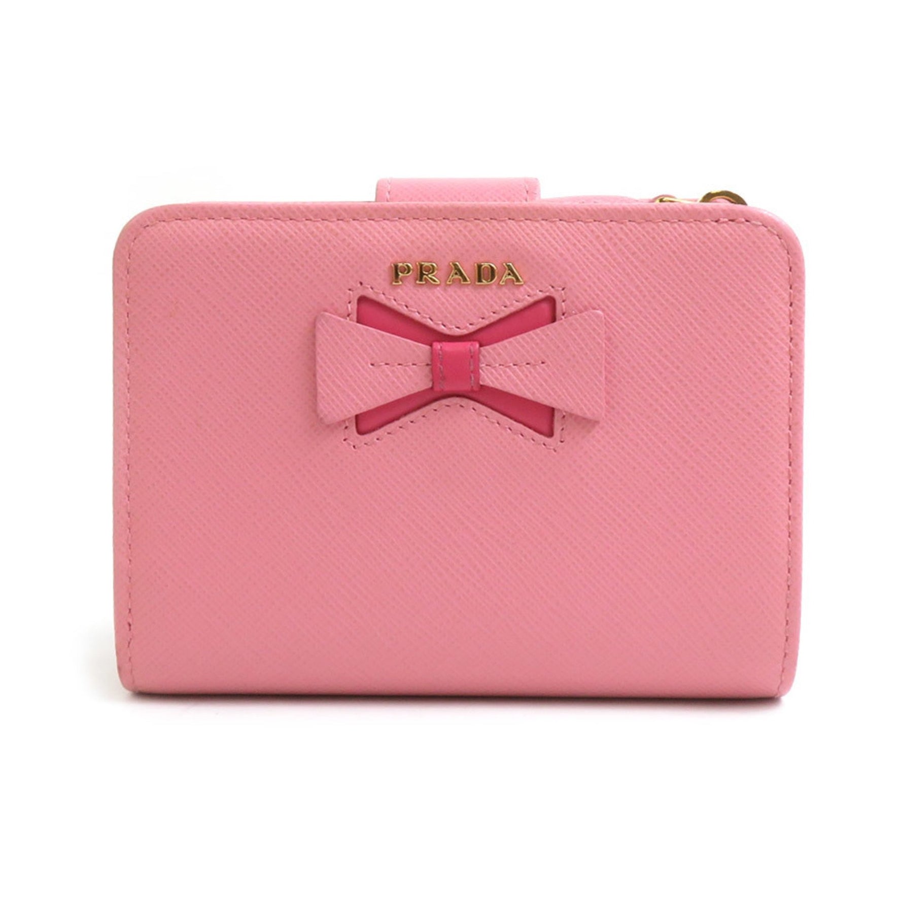 PRADA Bi-fold wallet leather pink women's