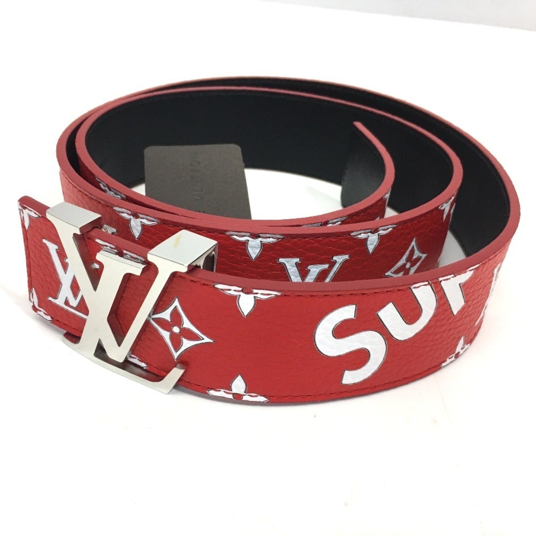 Louis Vuitton x Supreme Monogram Santur LV Initial Belt Leather Red