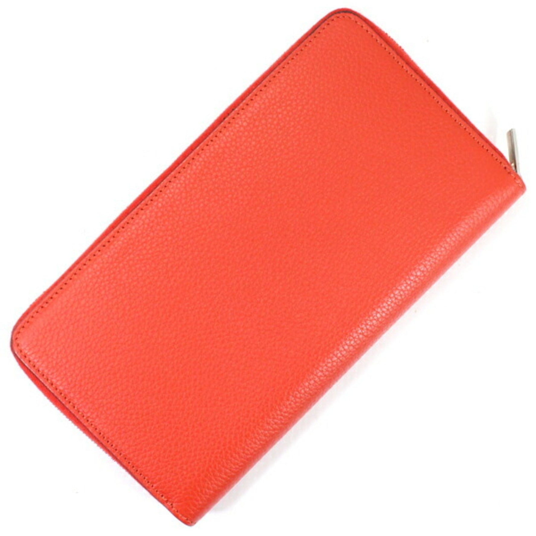 Celine Round Zip Wallet in Grained Calfskin Leather, Black