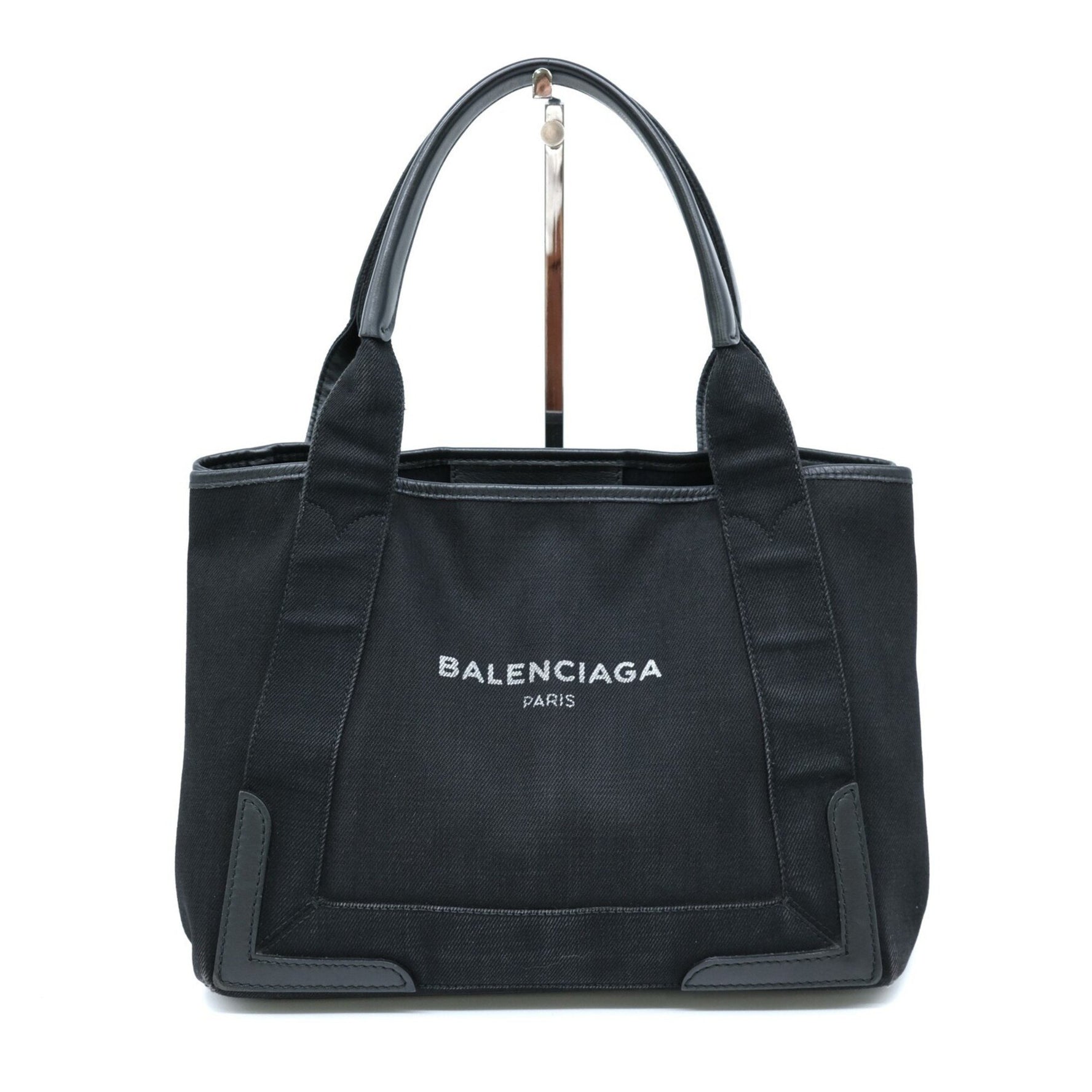BALENCIAGA Navy Cabas Tote Bag Handbag Denim Black