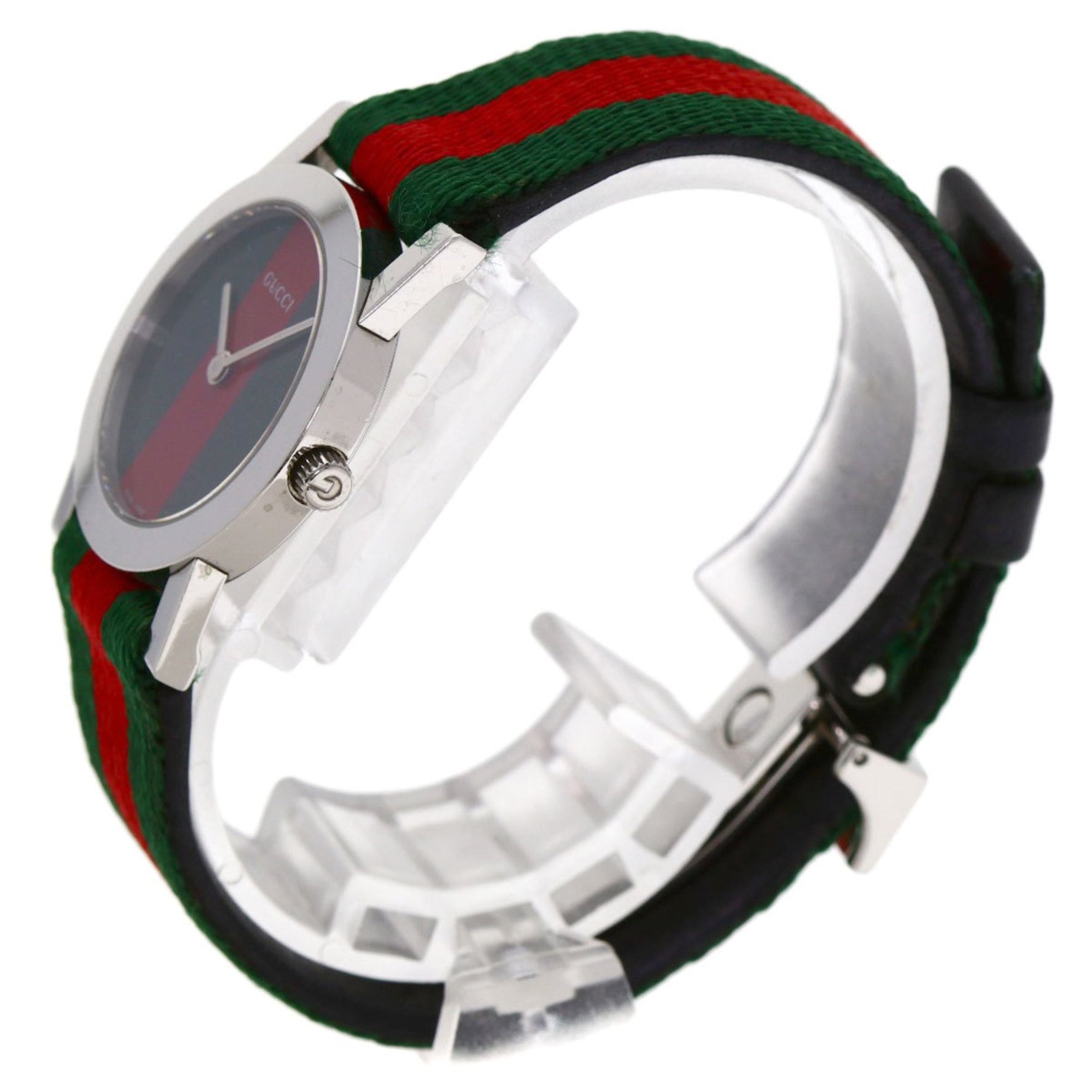 Gucci Sherry Line Watch in Stainless Steel/Canvas and Leather