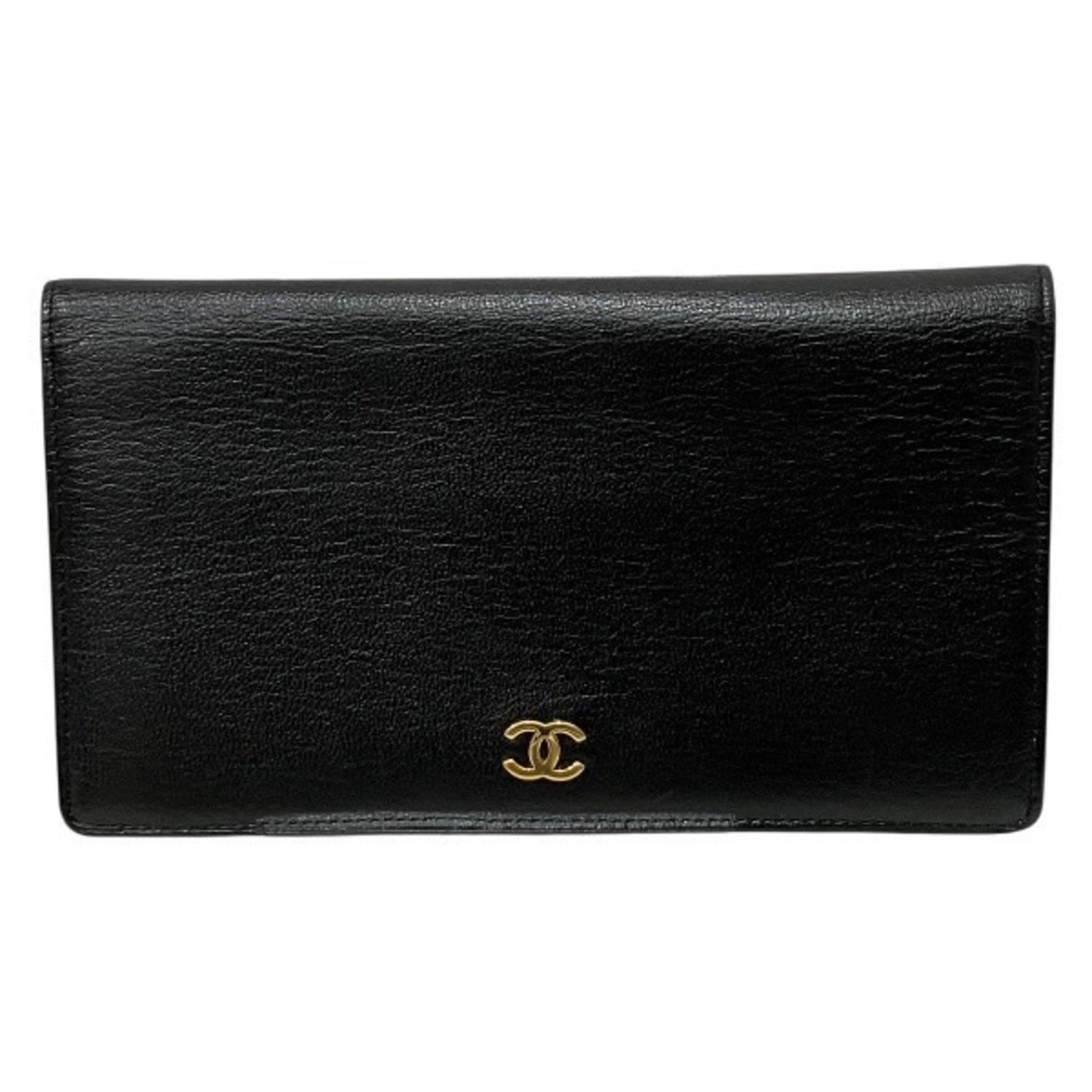 CHANEL Coco Mark Leather Long Bifold Wallet