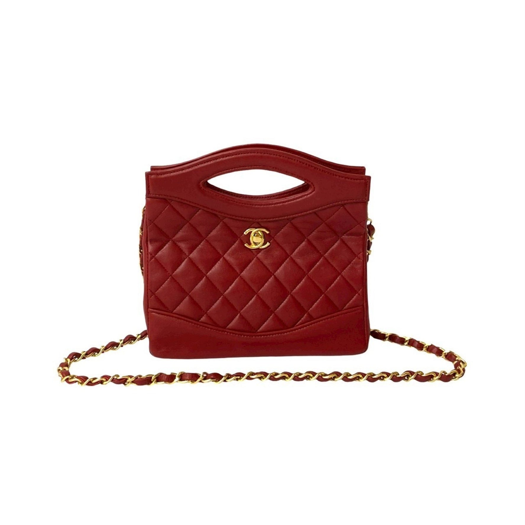 CHANEL Matelasse Coco Lambskin Leather Handbag with Chain and Shoulder Bag