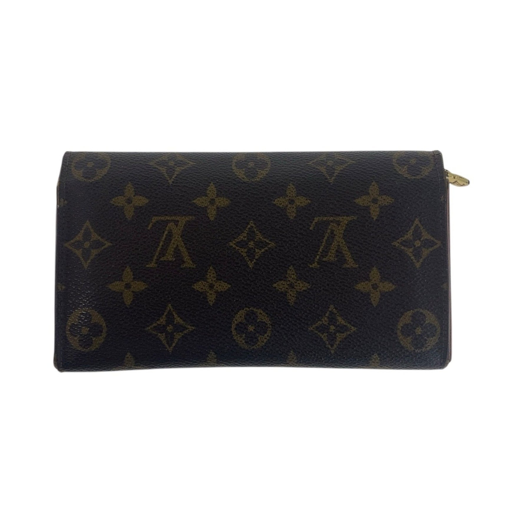 LOUIS VUITTON Monogram Porte Monnaie Credit Brown with Gold Hardware M61725 Long Wallet