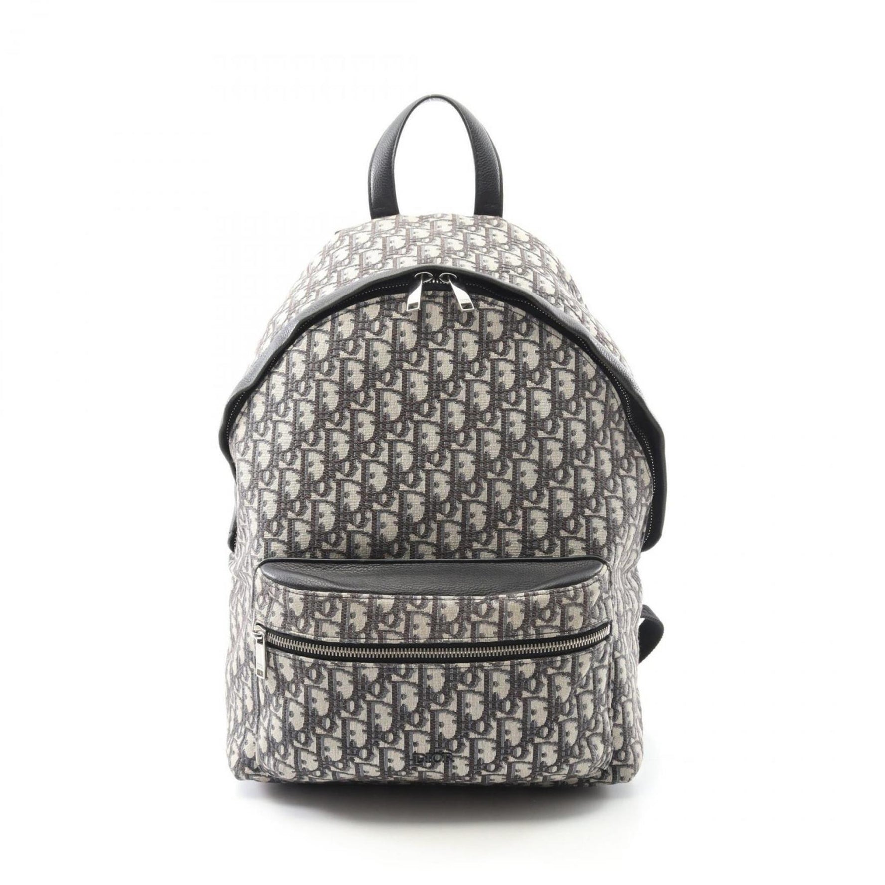 Christian Dior Dior Oblique Jacquard Backpack Bag in Canvas and Leather Women, Beige, Navy, Black